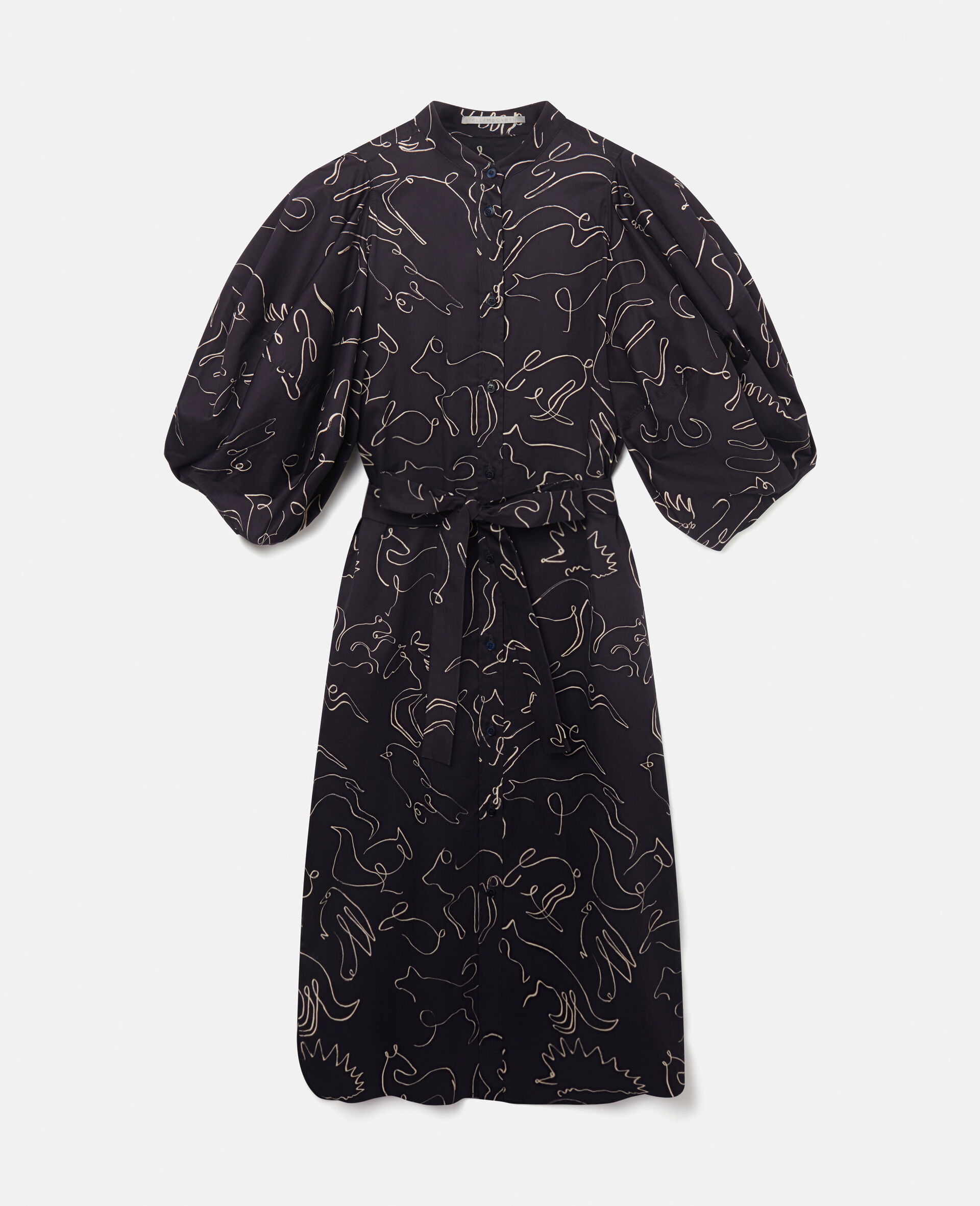 Rewild Doodle Print Puff Sleeve Dress-Blue-large image number 0