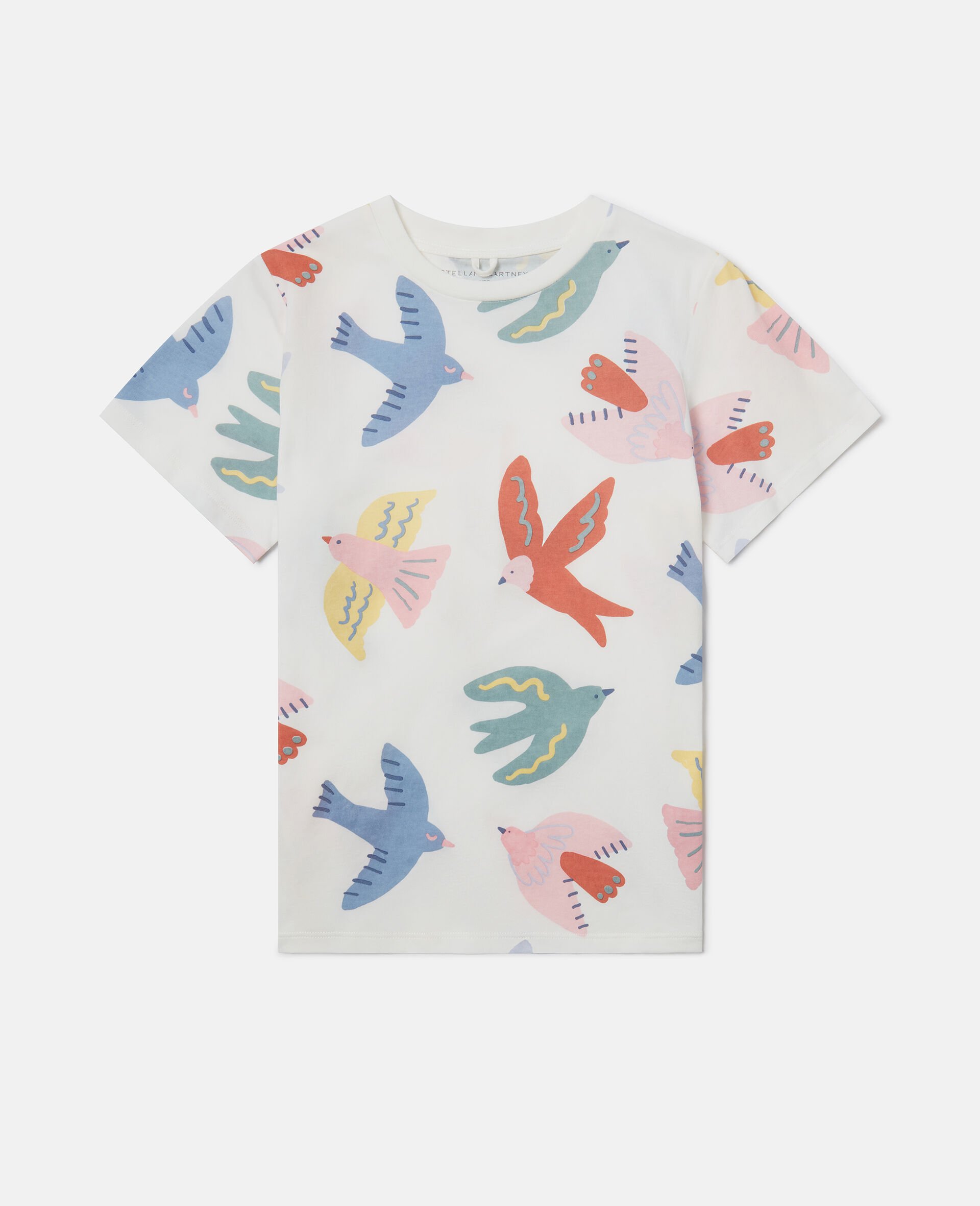 T-Shirt mit Tauben-Print-Weiß-medium