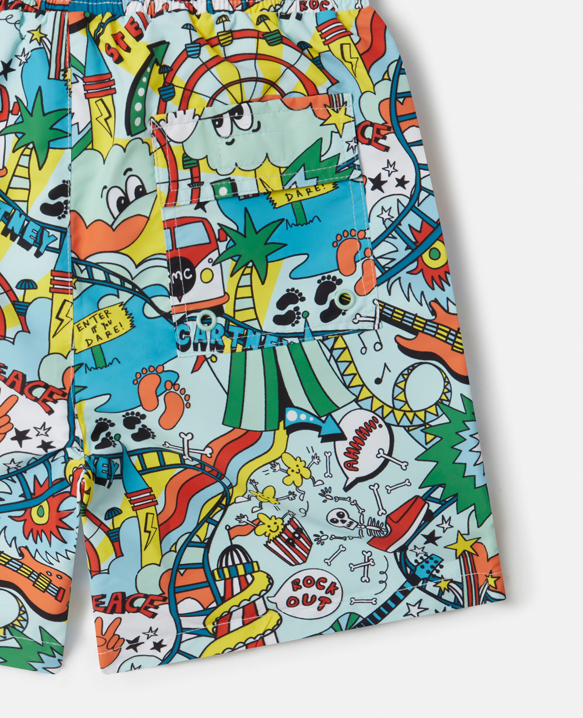 Rollercoaster Print Swim Shorts-Blue-large image number 3