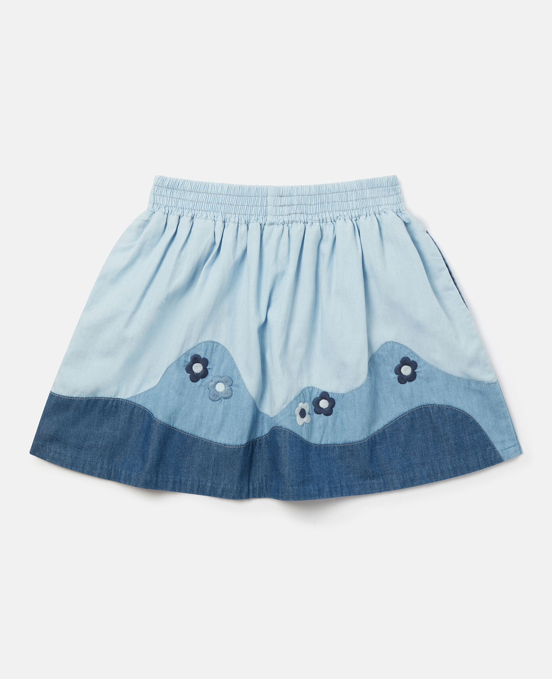 Landscape Patchwork Chambray Skirt-Blue-large image number 2