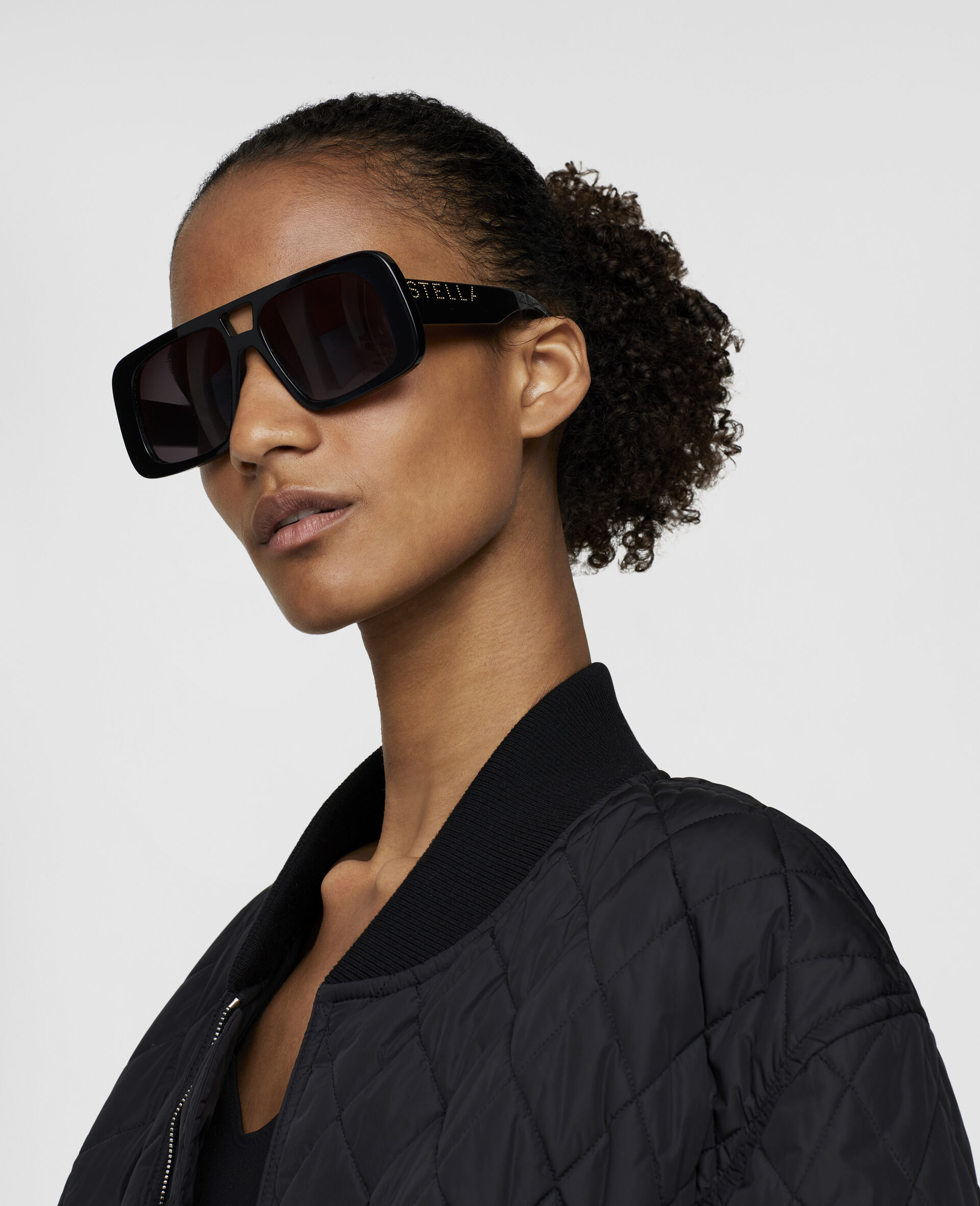 Lunettes de soleil carrees avec logo-Noir-large image number 1