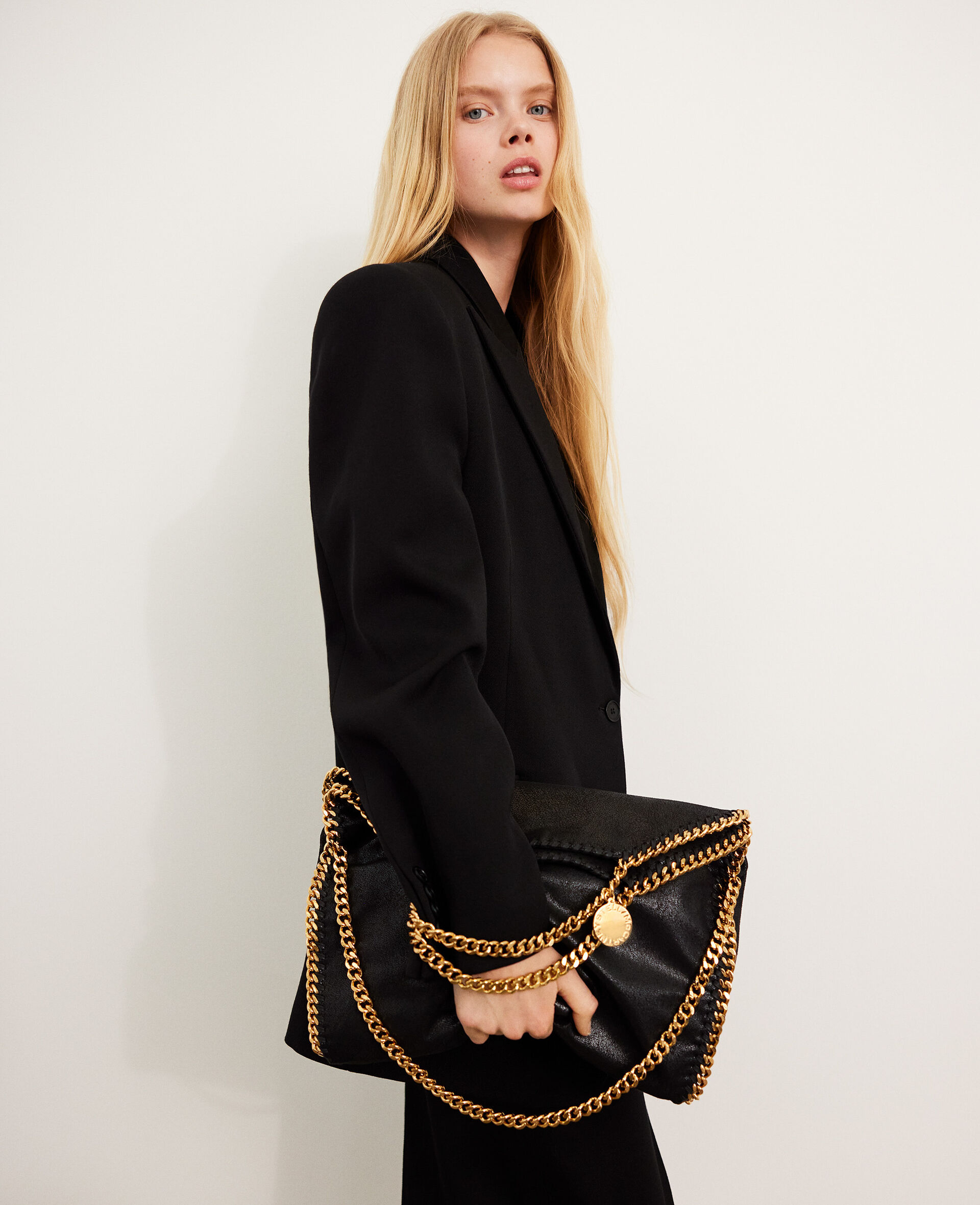 Falabella Fold-Over Tote Bag-Black-model