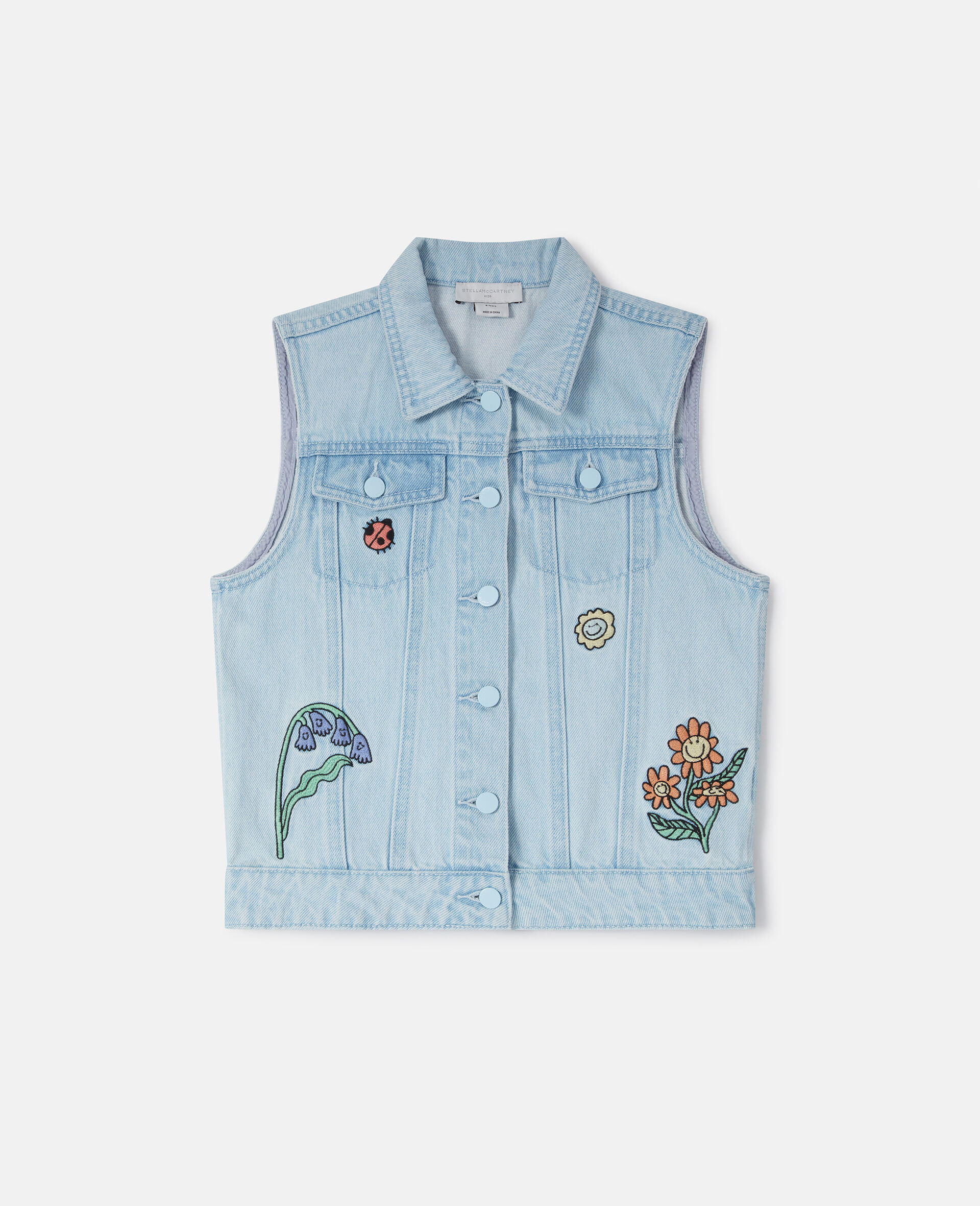 Woodland Friends Sleeveless Denim Vest-Blue-medium