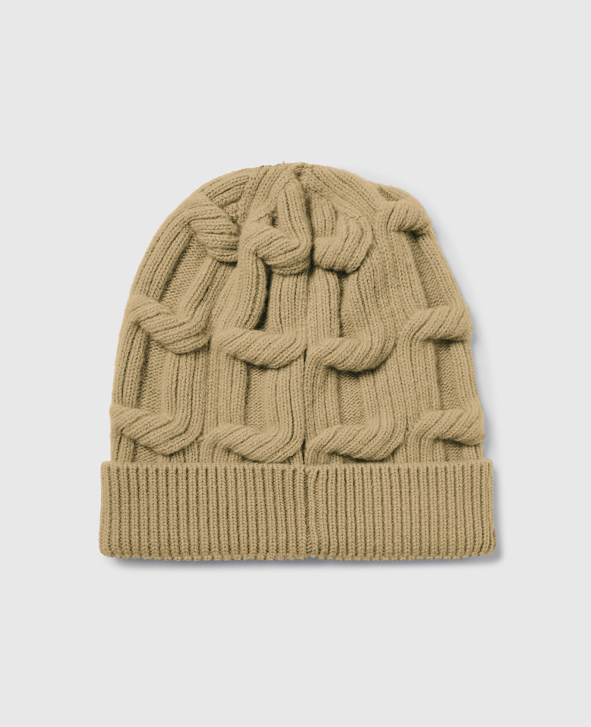 Falabella Cable-Knit Beanie-Beige-medium