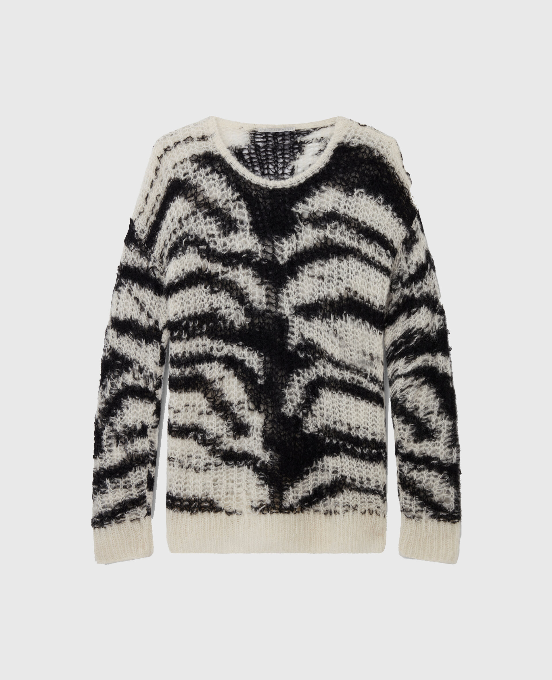 Tiger Pattern Open-Knit Sweater-Black-large image number 0