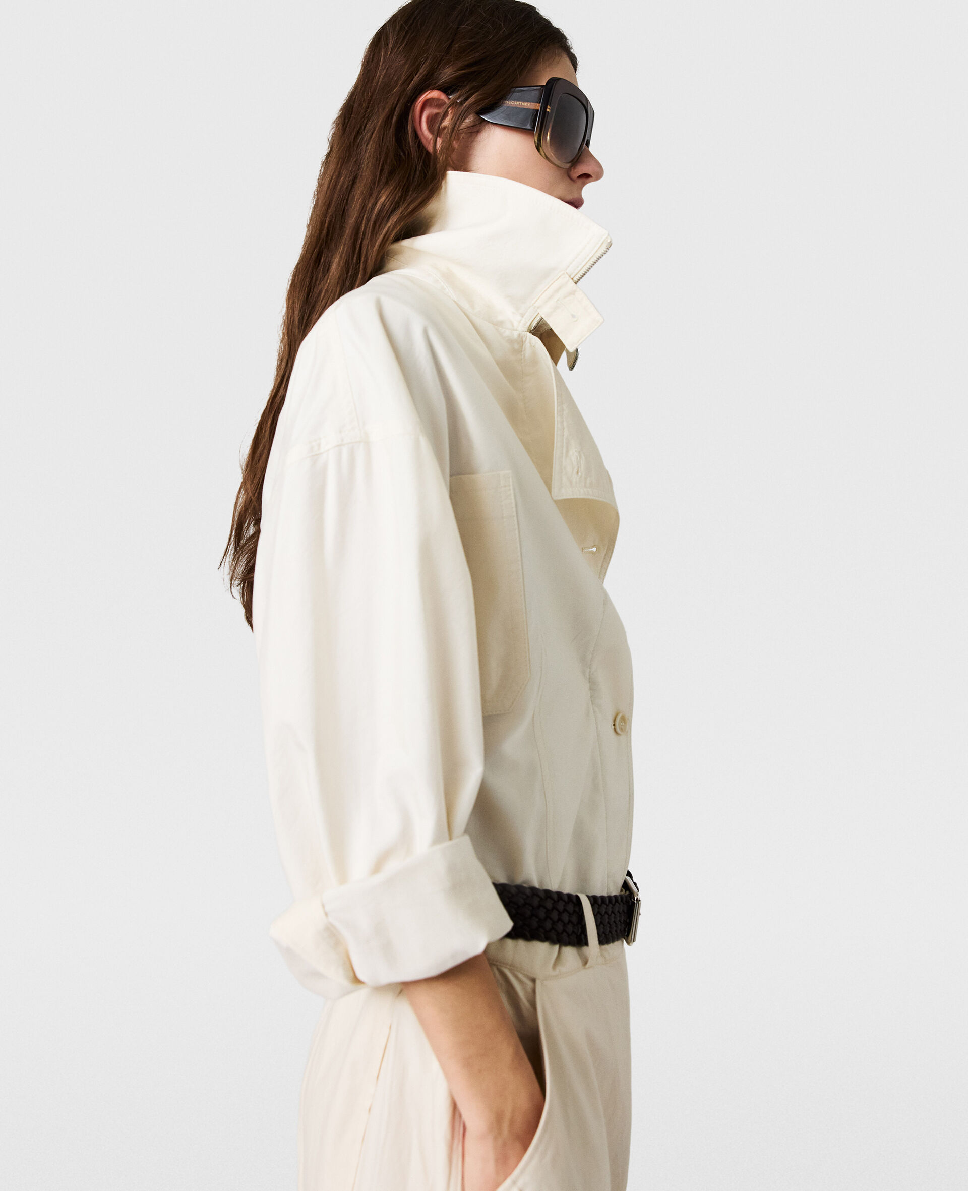 Washed Cotton Utility Top-Cream-large image number 2