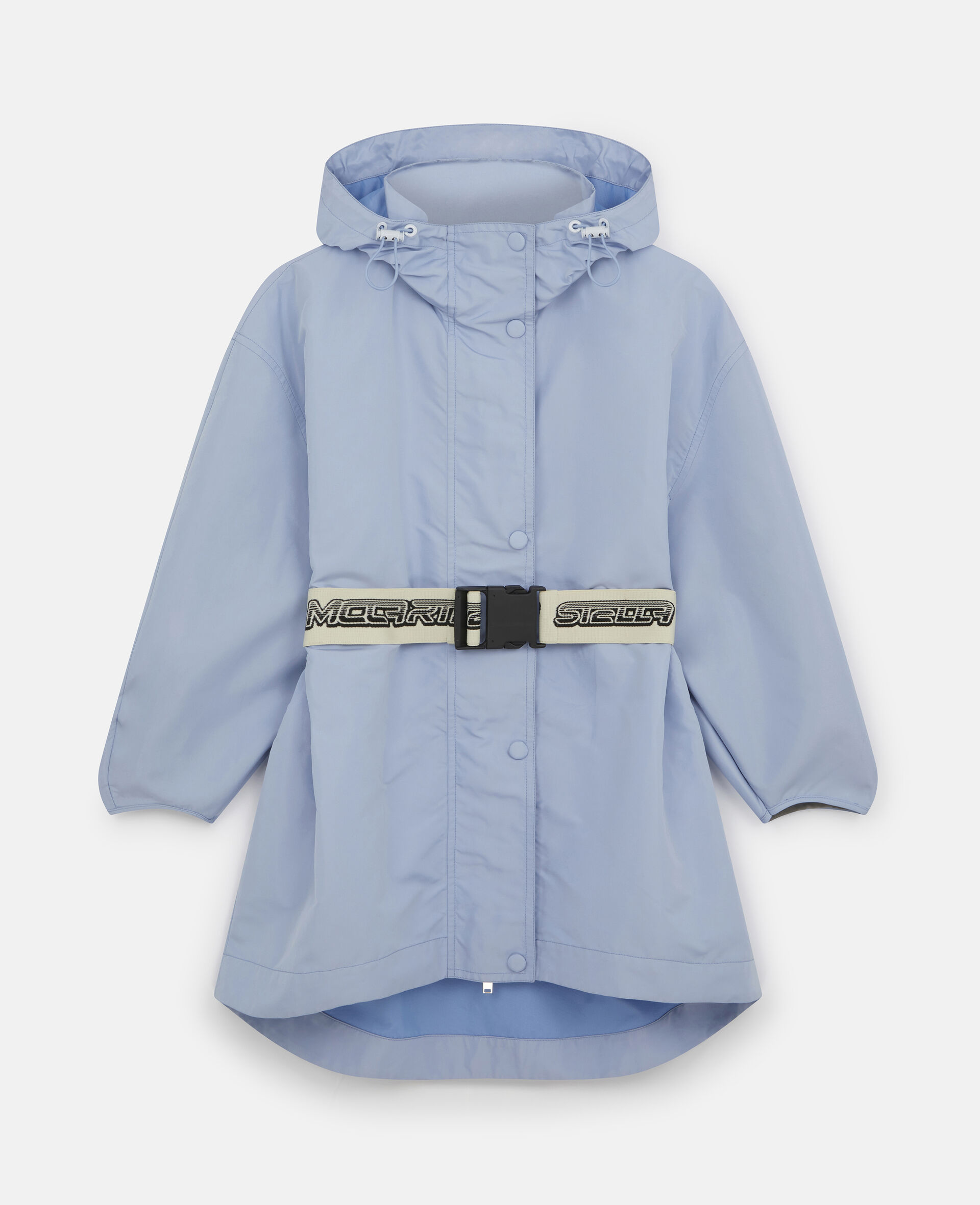Hooded Belt Jacket-Blue-large