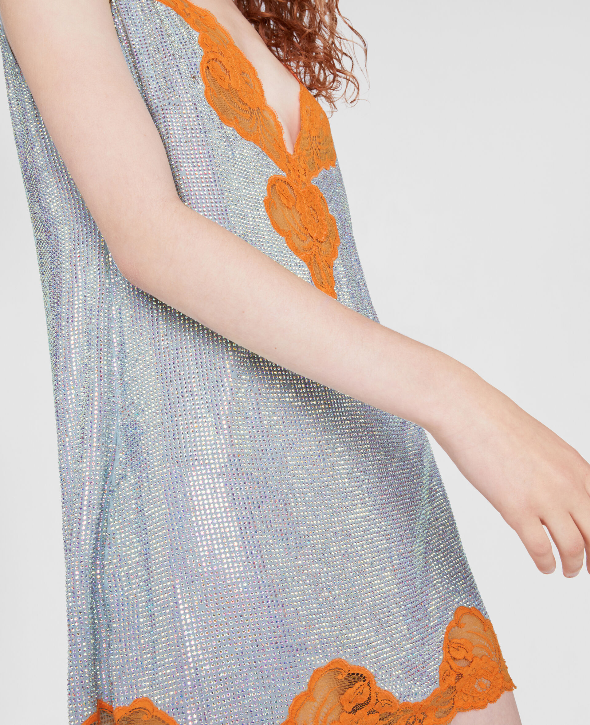 Embroidered Silk Dress-Blue-large image number 3