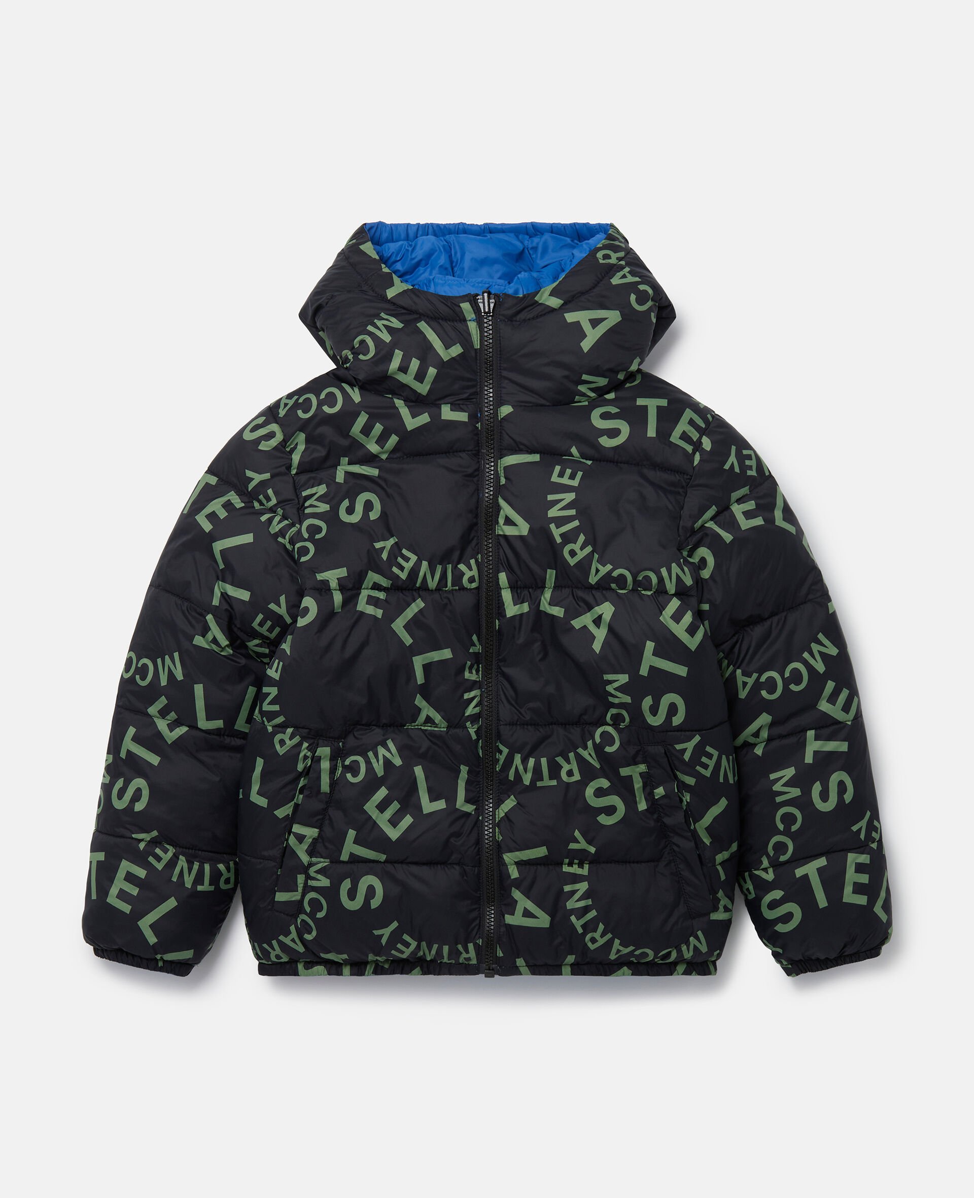 连帽蓬松外套-蓝色-large image number 0