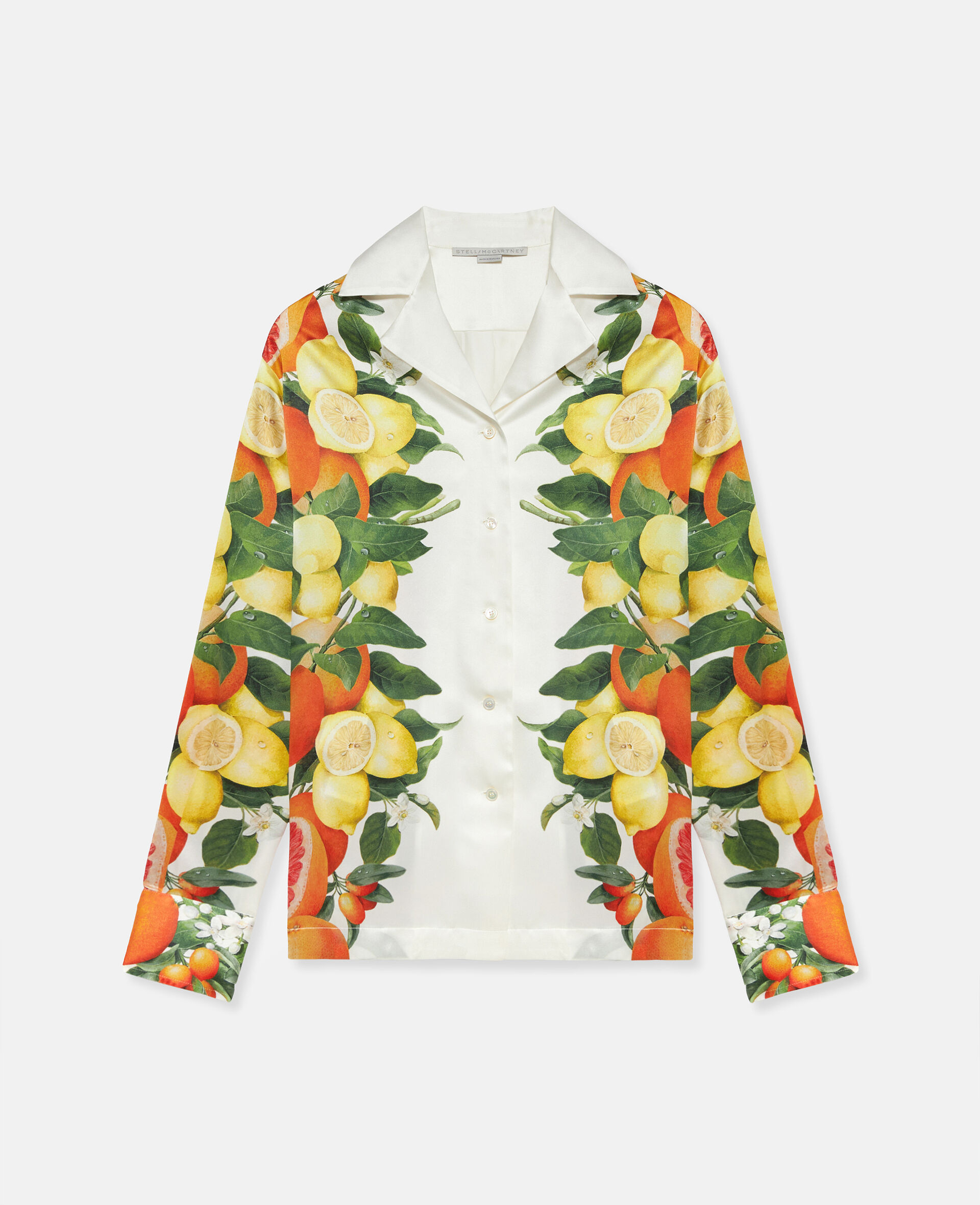 Lemon Print Silk Shirt-Multicolour-large image number 0