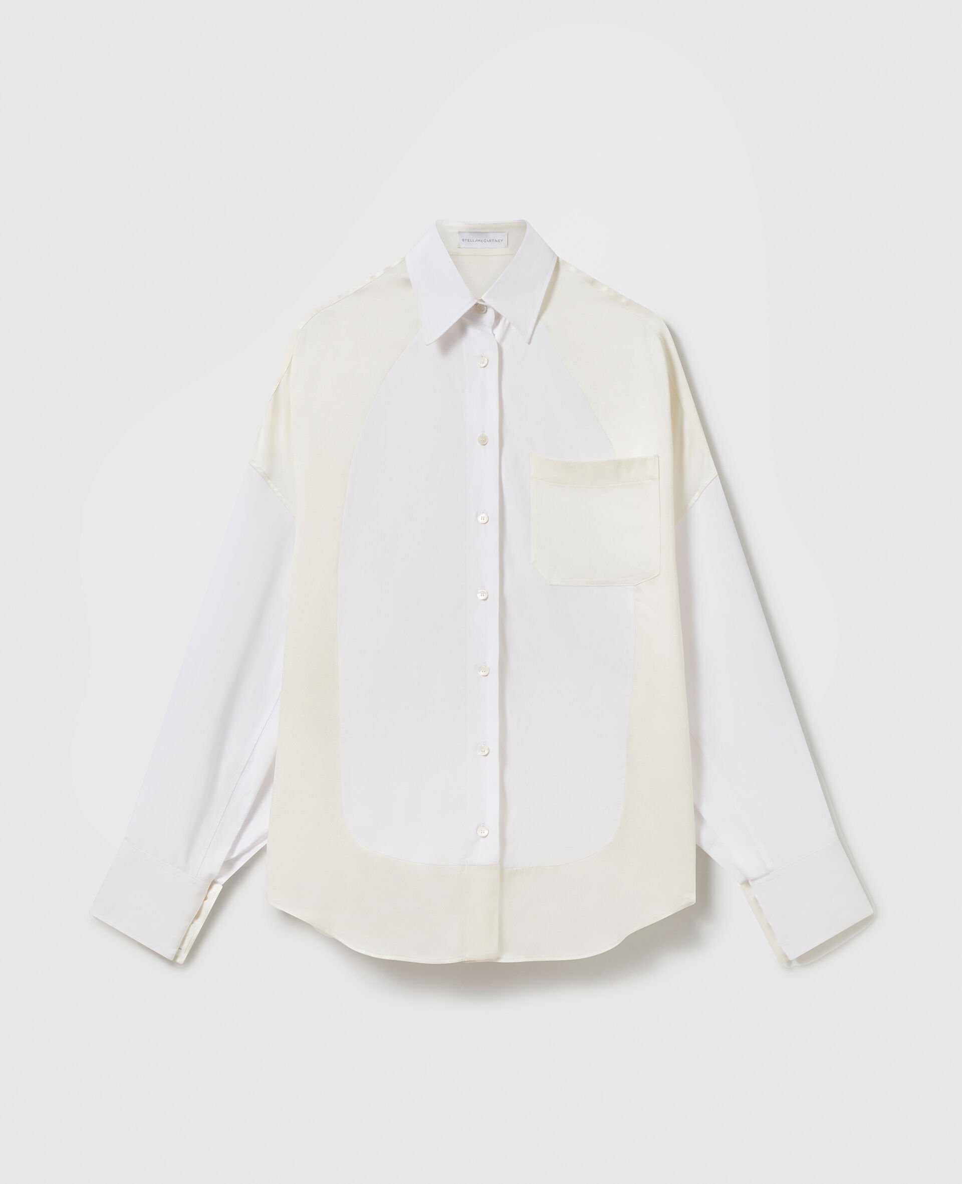 Satin Paneled Oversized Shirt-White-medium