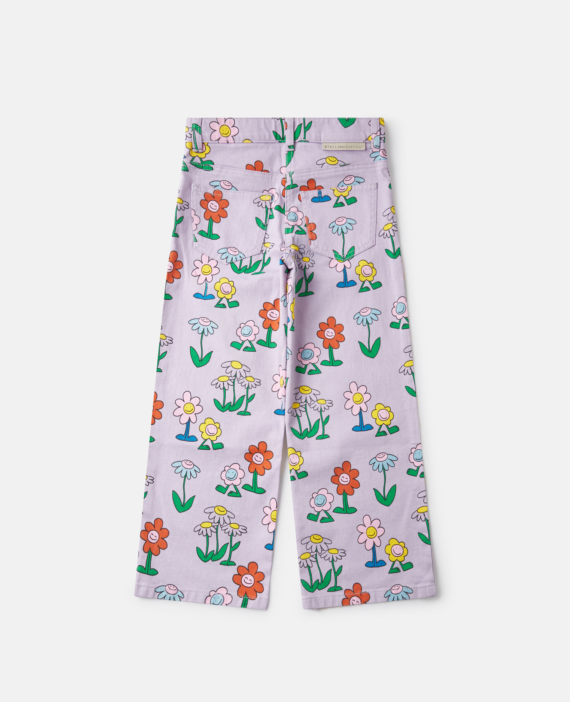 Flower Print Straight-Leg Denim Jeans-Purple-large image number 3