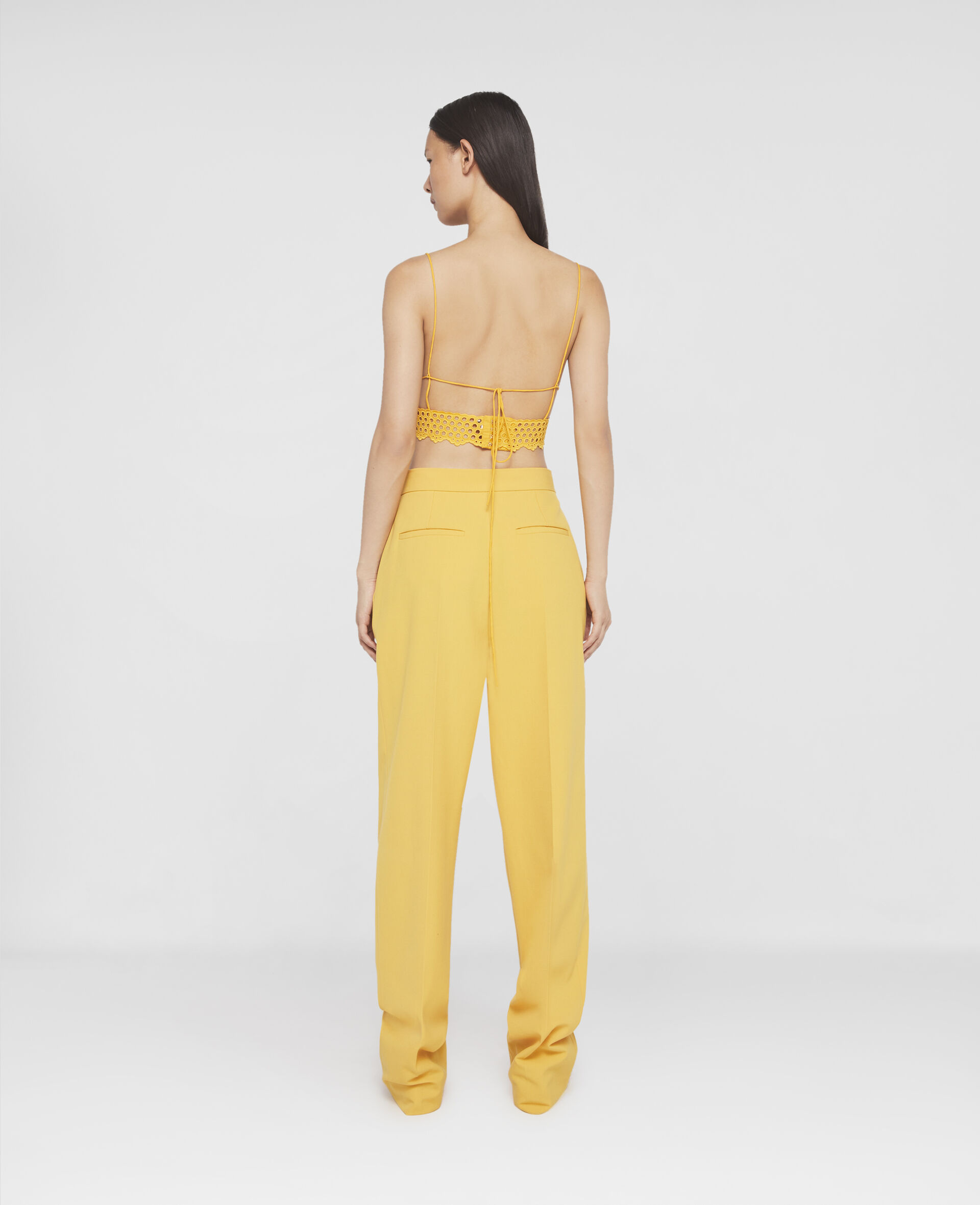 Pleat Front Straight Leg Trousers-Yellow-large image number 2