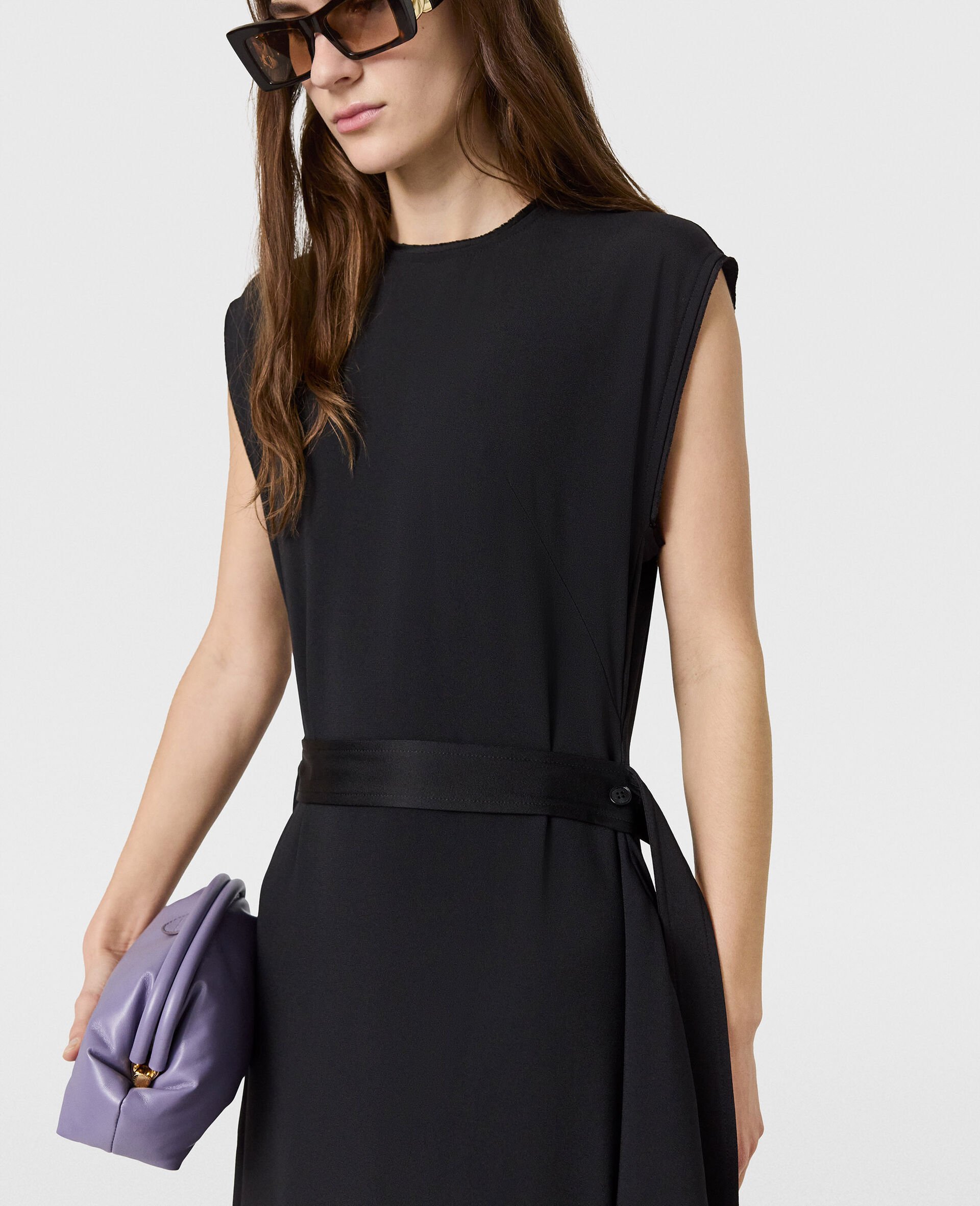 Envers Satin Long Shift Dress-Black-large image number 2