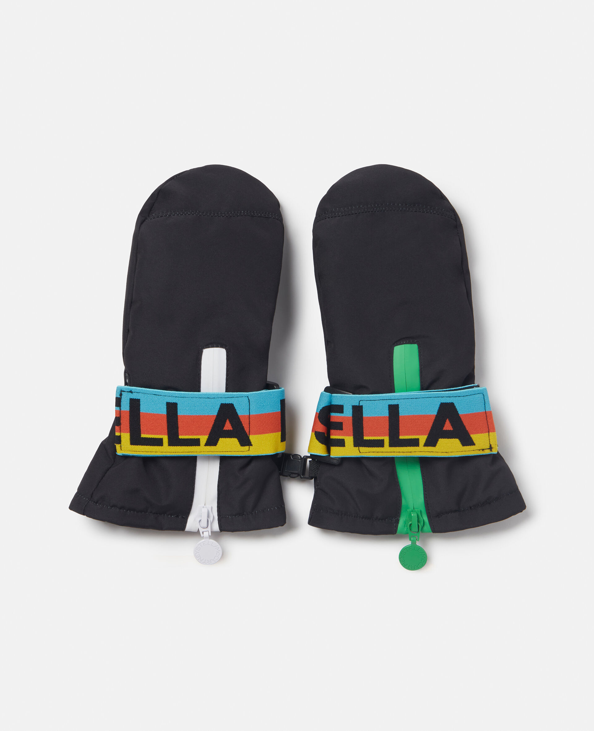 Branded Strap Ski Mittens-Black-medium