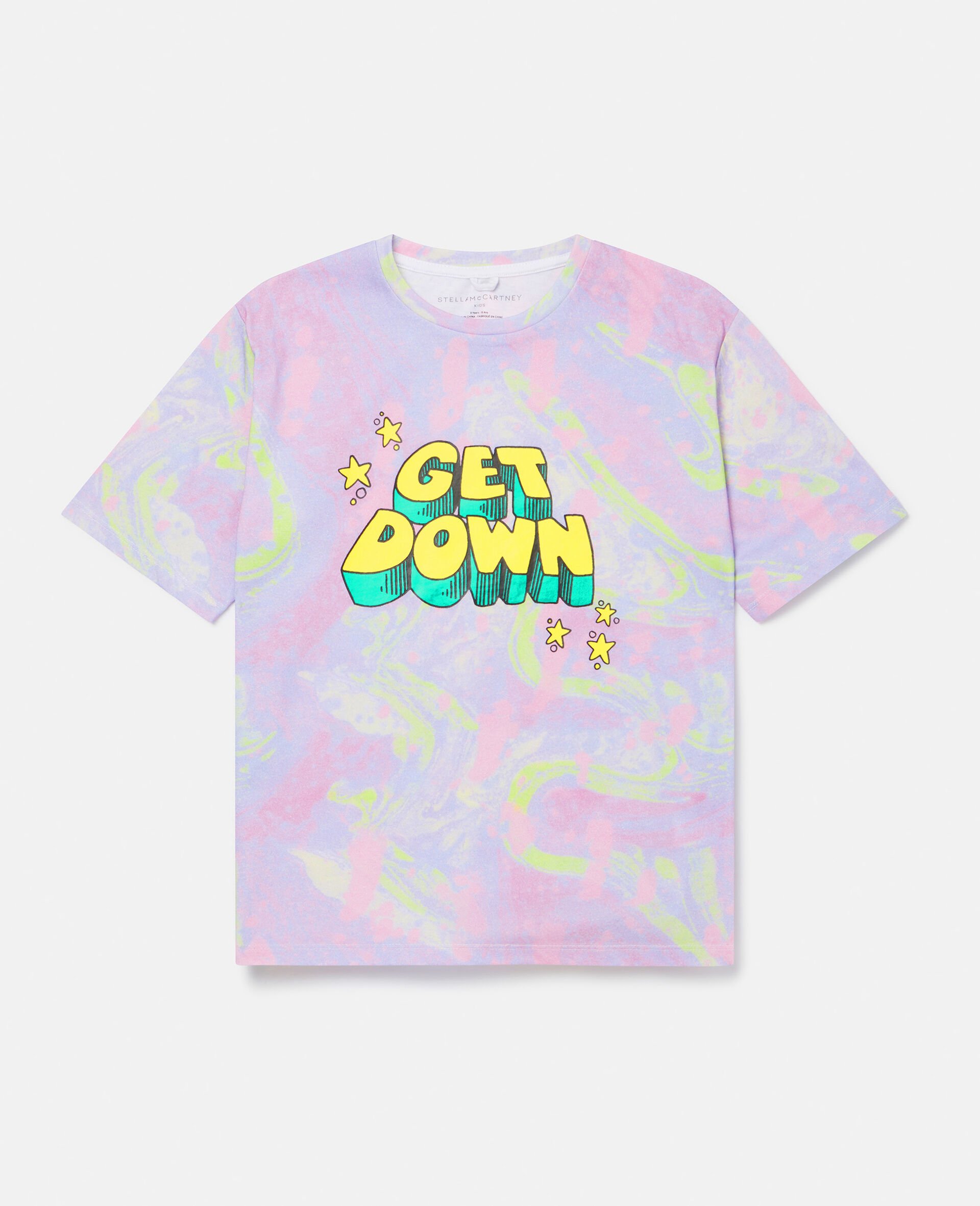 Get Down Print Marbled Cotton T‐Shirt-Multicoloured-large image number 0