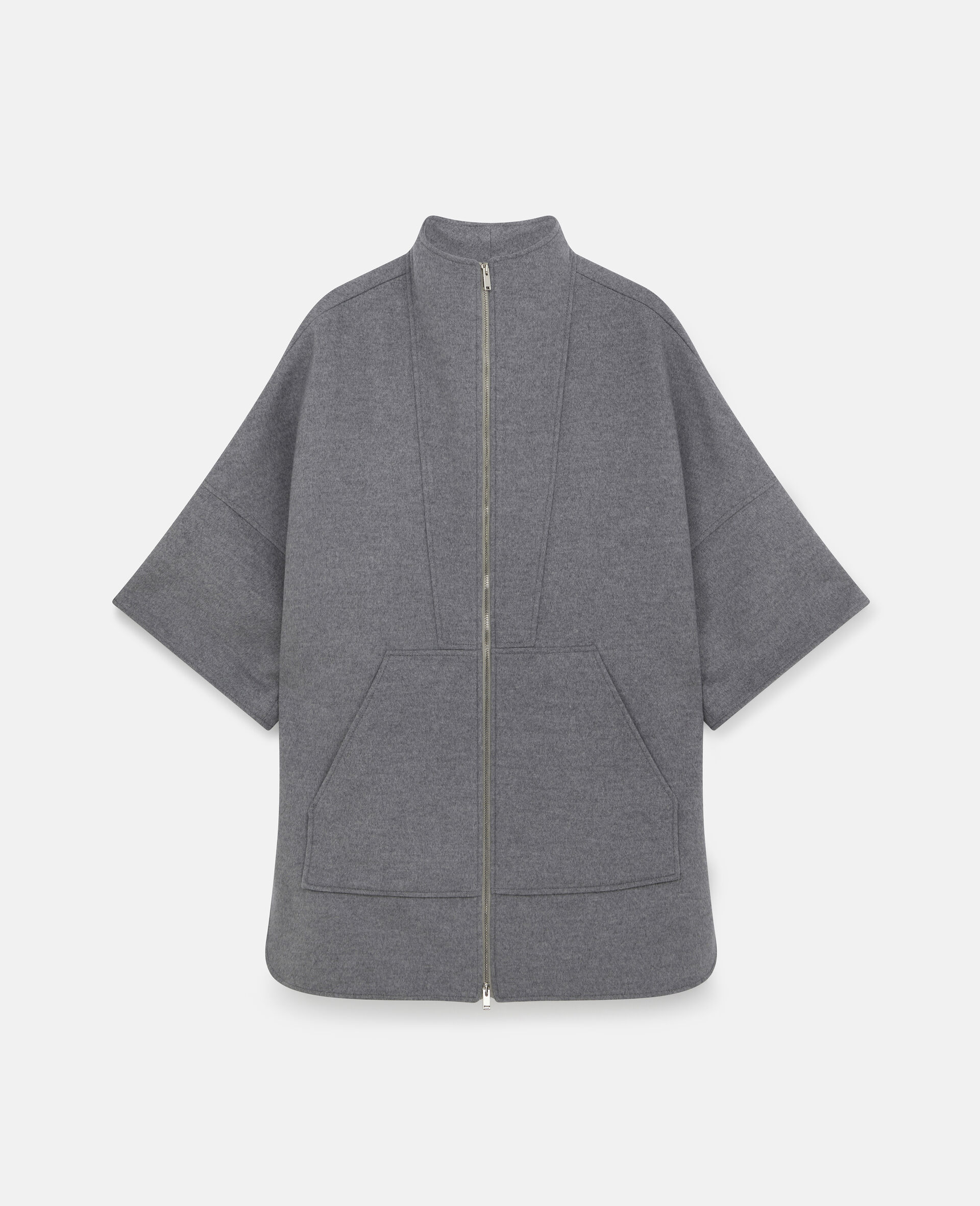 Zip Wool Jacket -Grey-large image number 0