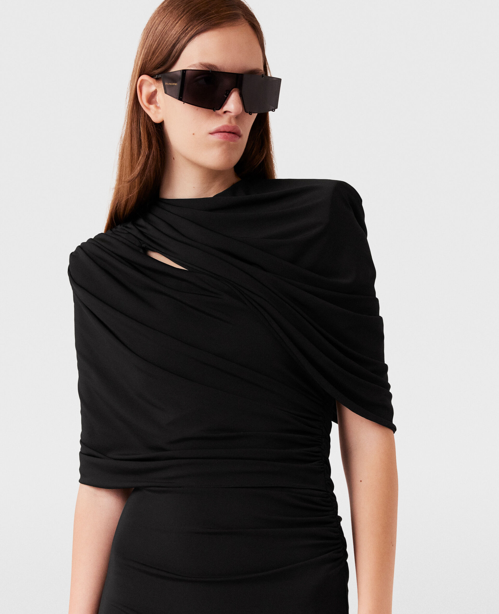 Wrap-Over Midi Dress-Black-large image number 5