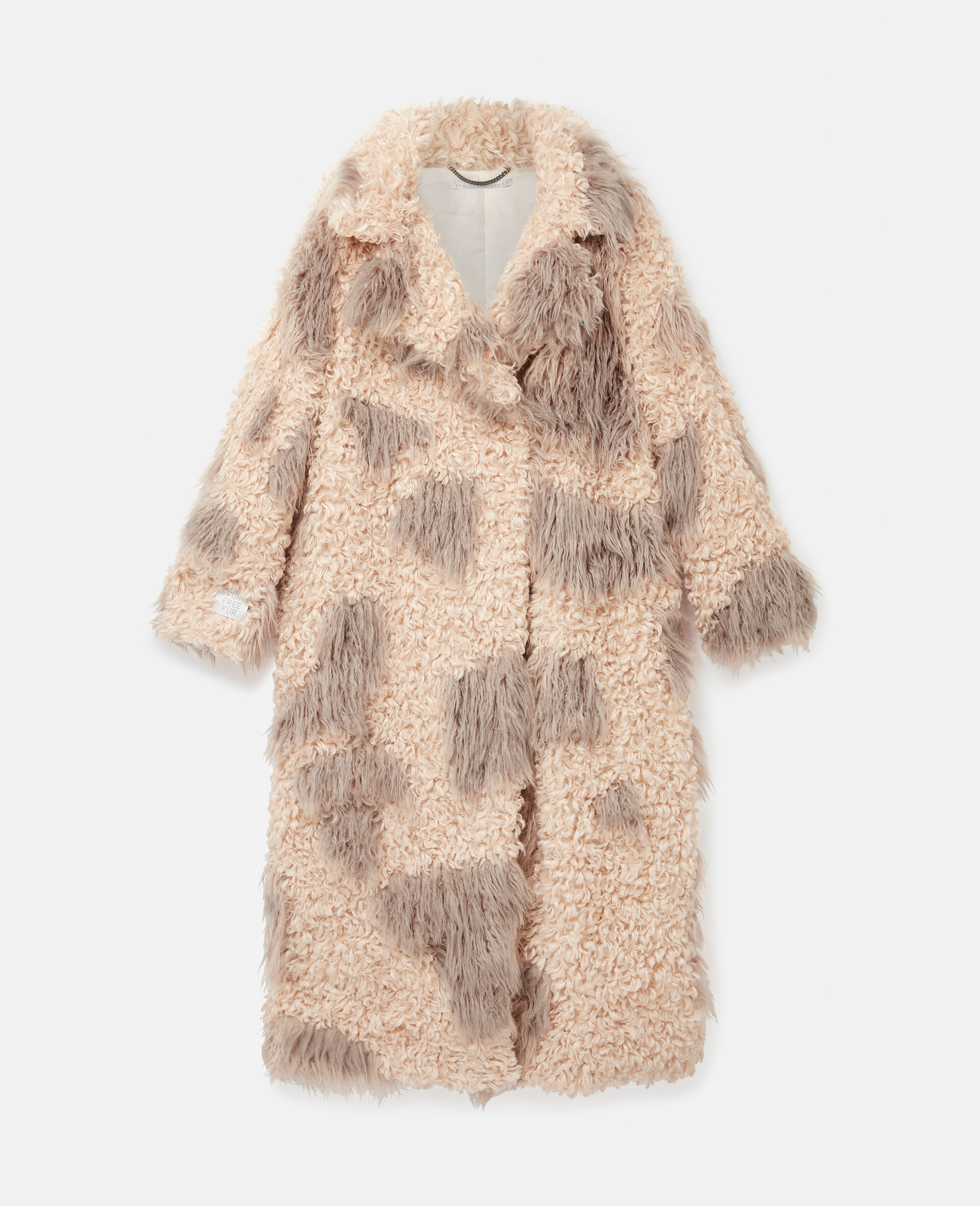 Manteau long en teddy imprime ecorce d arbre-Marron-medium