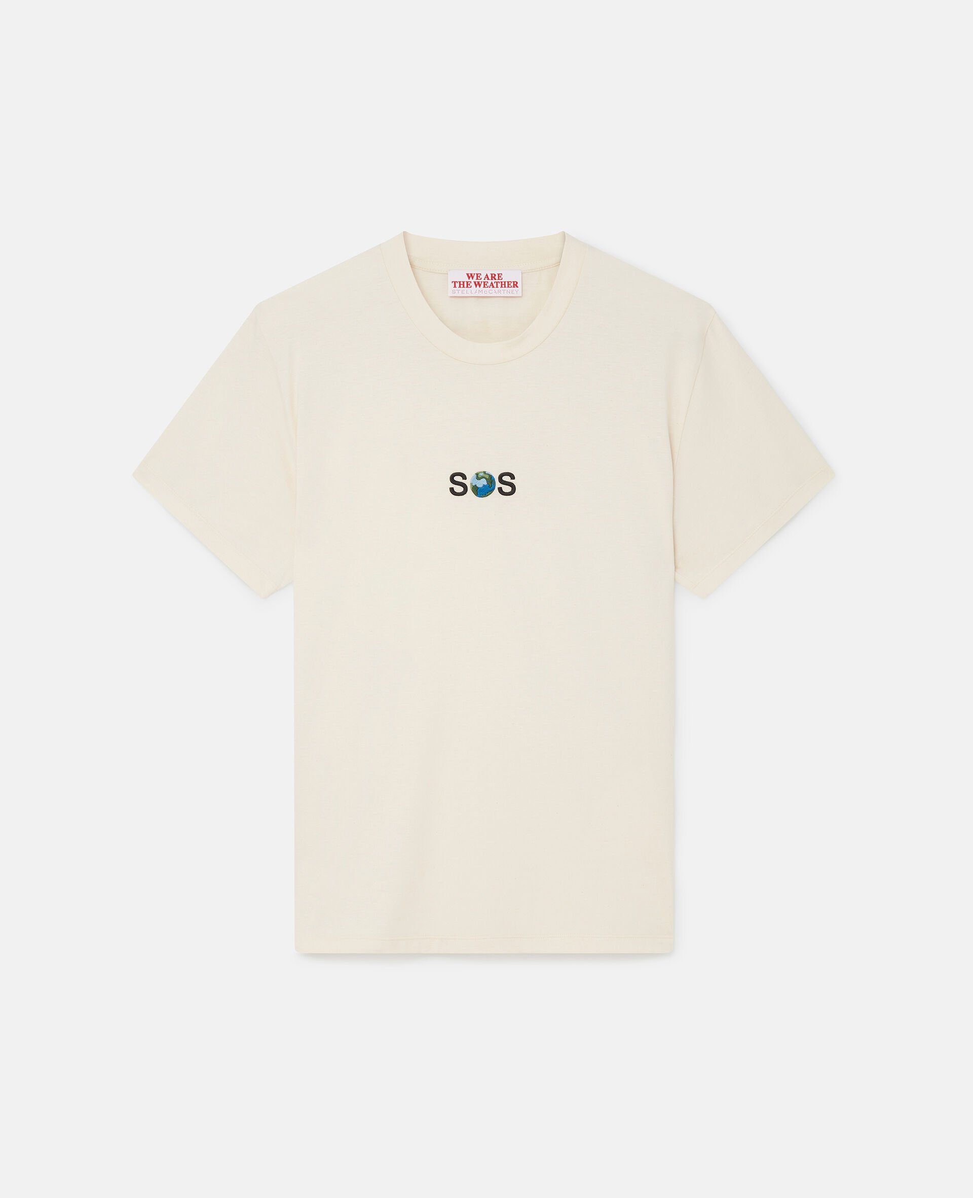 SOS Embroidered Short-Sleeve T-Shirt-Cream-large image number 0
