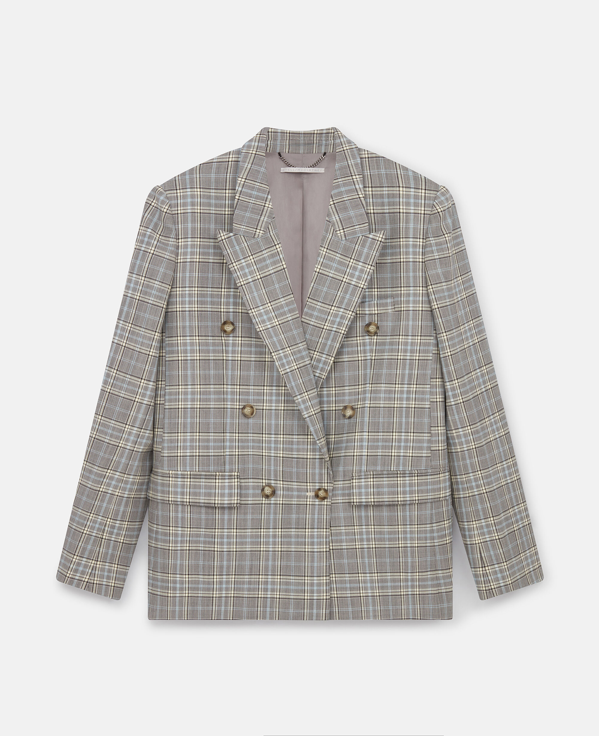 Women Grey and blue check Double Breasted Wool Blazer Stella McCartney GB