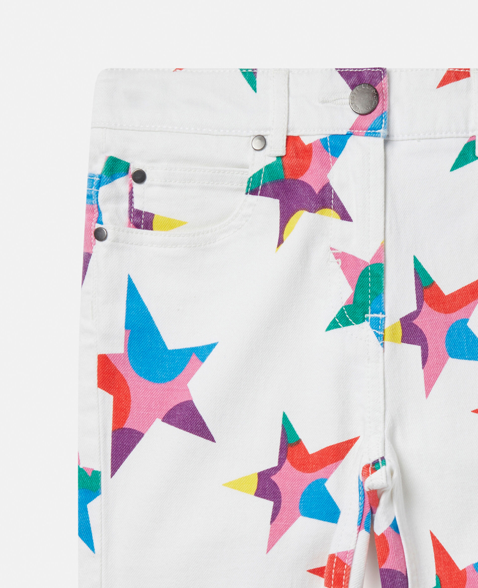 Star Print Skinny Jeans-White-large image number 1