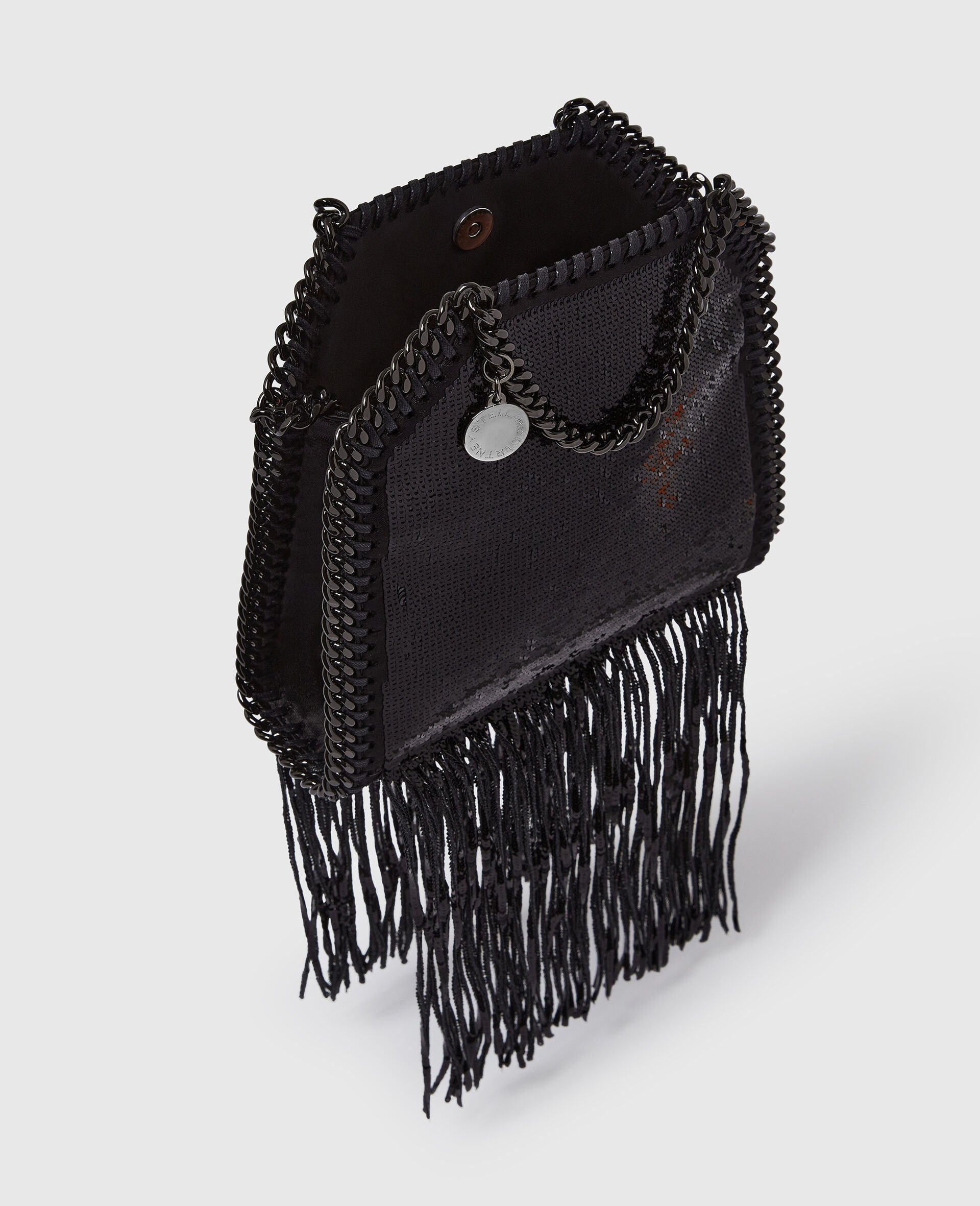 Limited-Edition Falabella Sequin Fringe Tiny Tote Bag-Black-large image number 5
