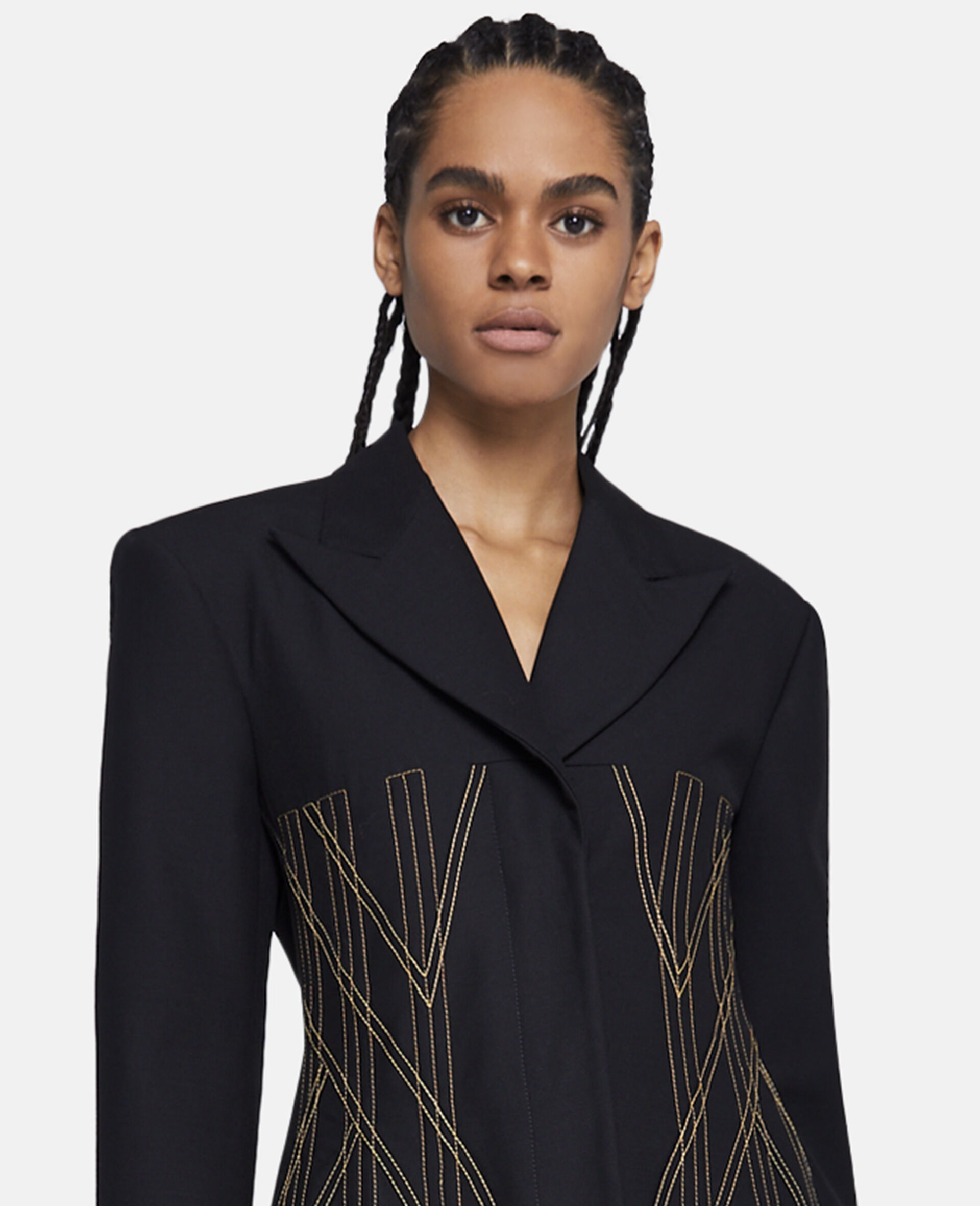 Contrast Stitch Corset Blazer-Black-large image number 3