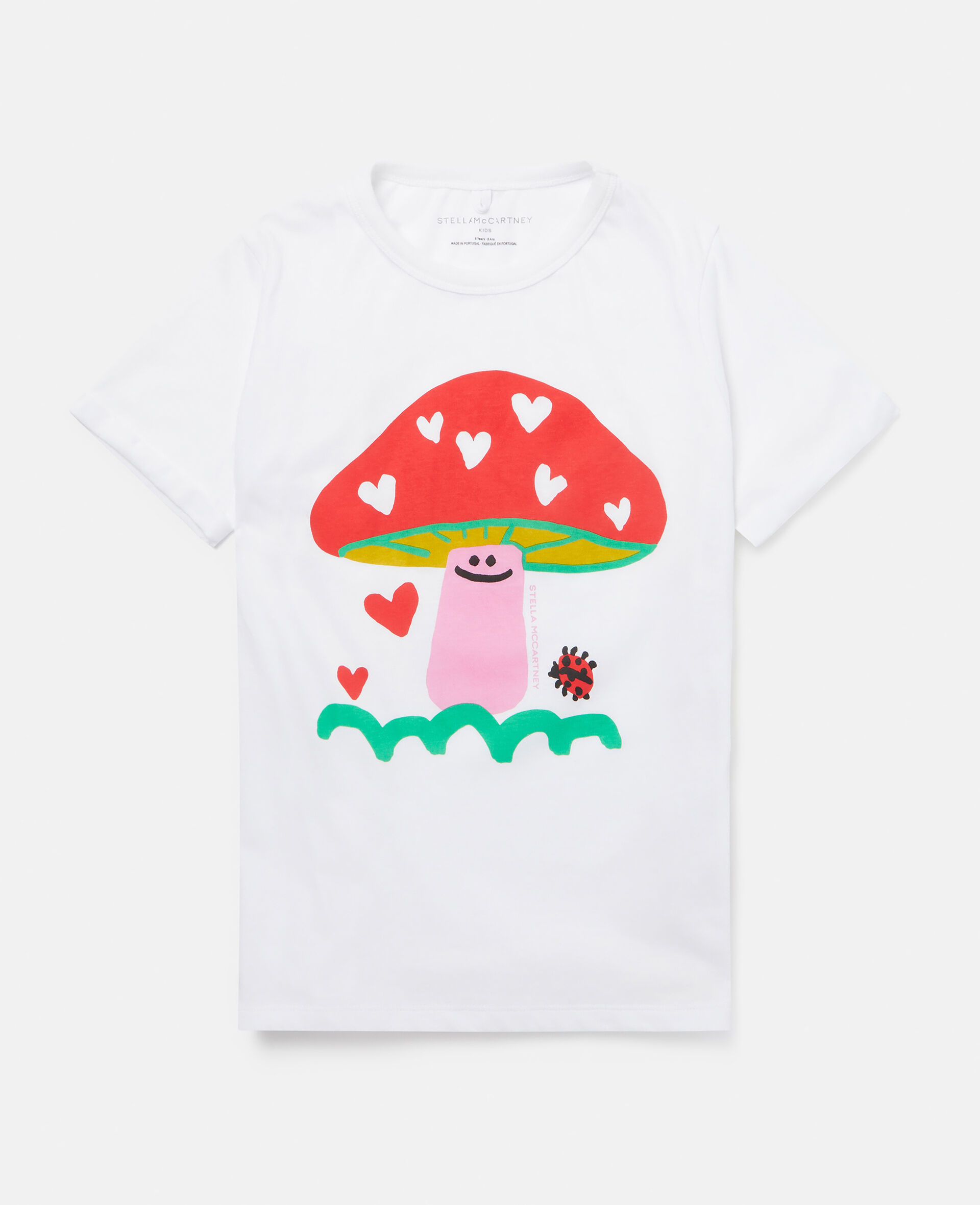 Mushroom Print Jersey T‑shirt-White-large image number 0