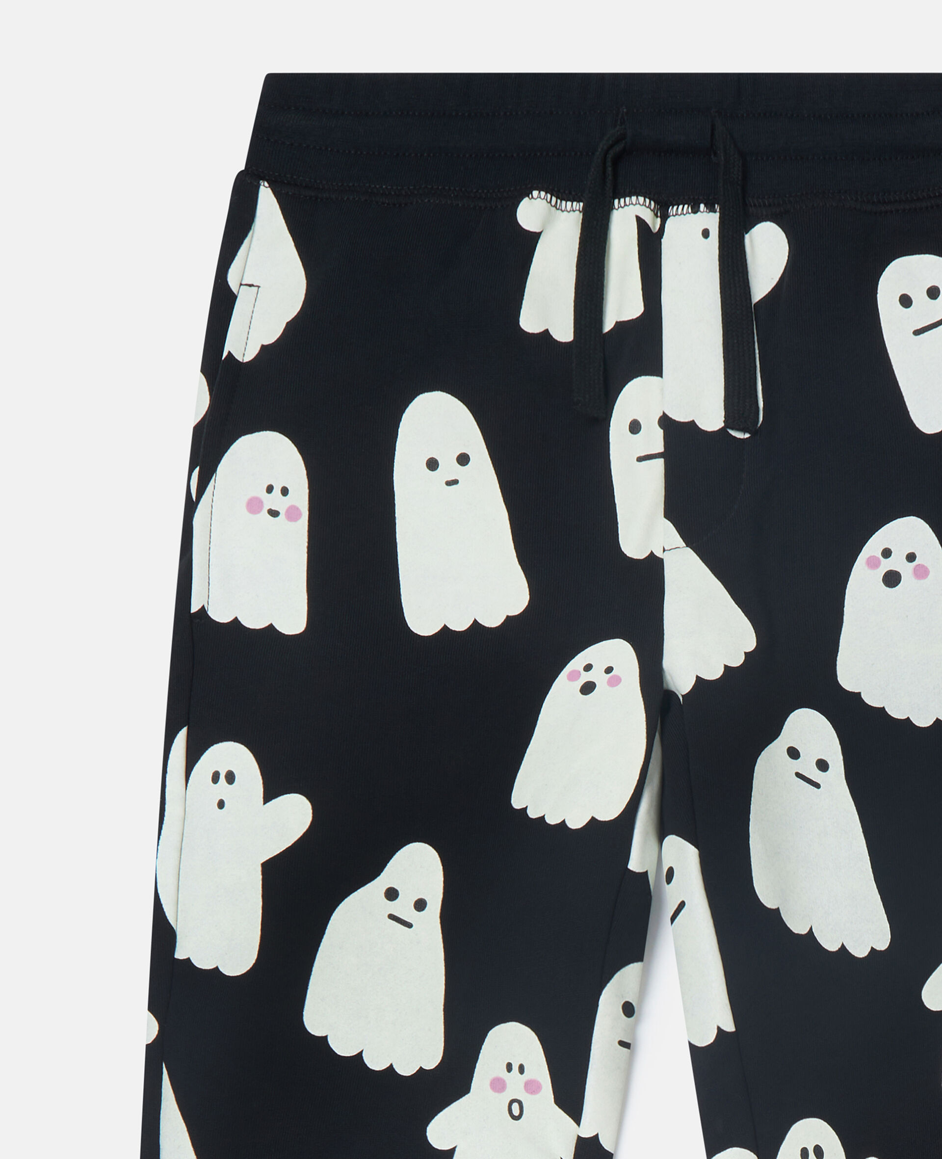 Ghost Print Drawstring Joggers-Black-medium Ghost Print Drawstring Joggers-Black-medium