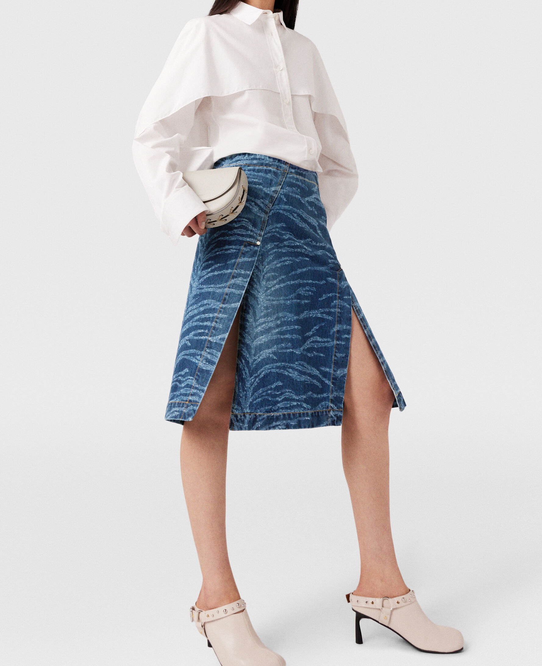 Women Pure white Cape Layer Long Sleeve Shirt | Stella
