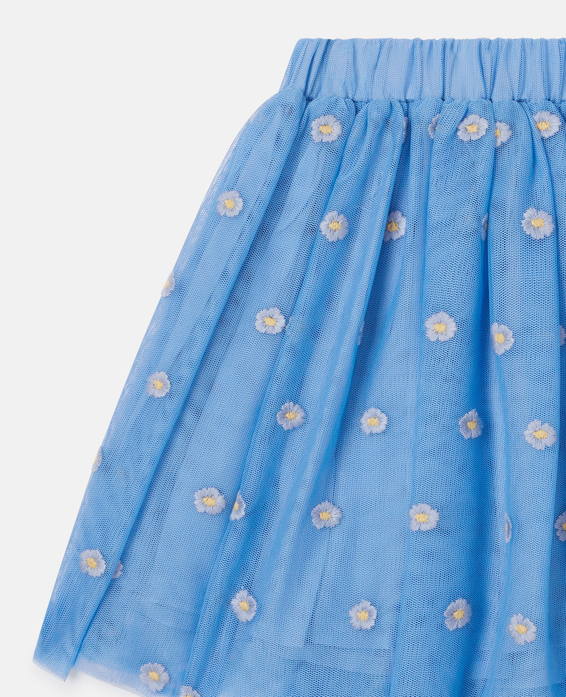 Floral-Embroidered Tulle Skirt-Blue-medium