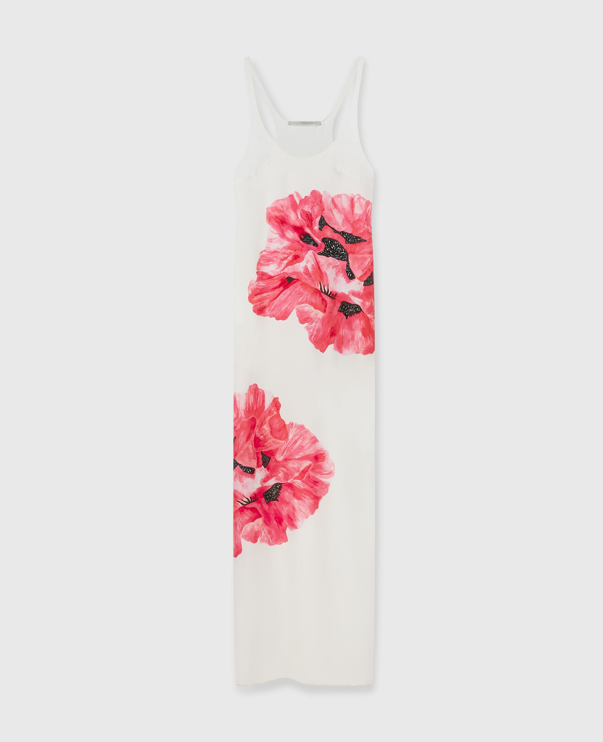 Poppy Print Maxi Dress-White-medium