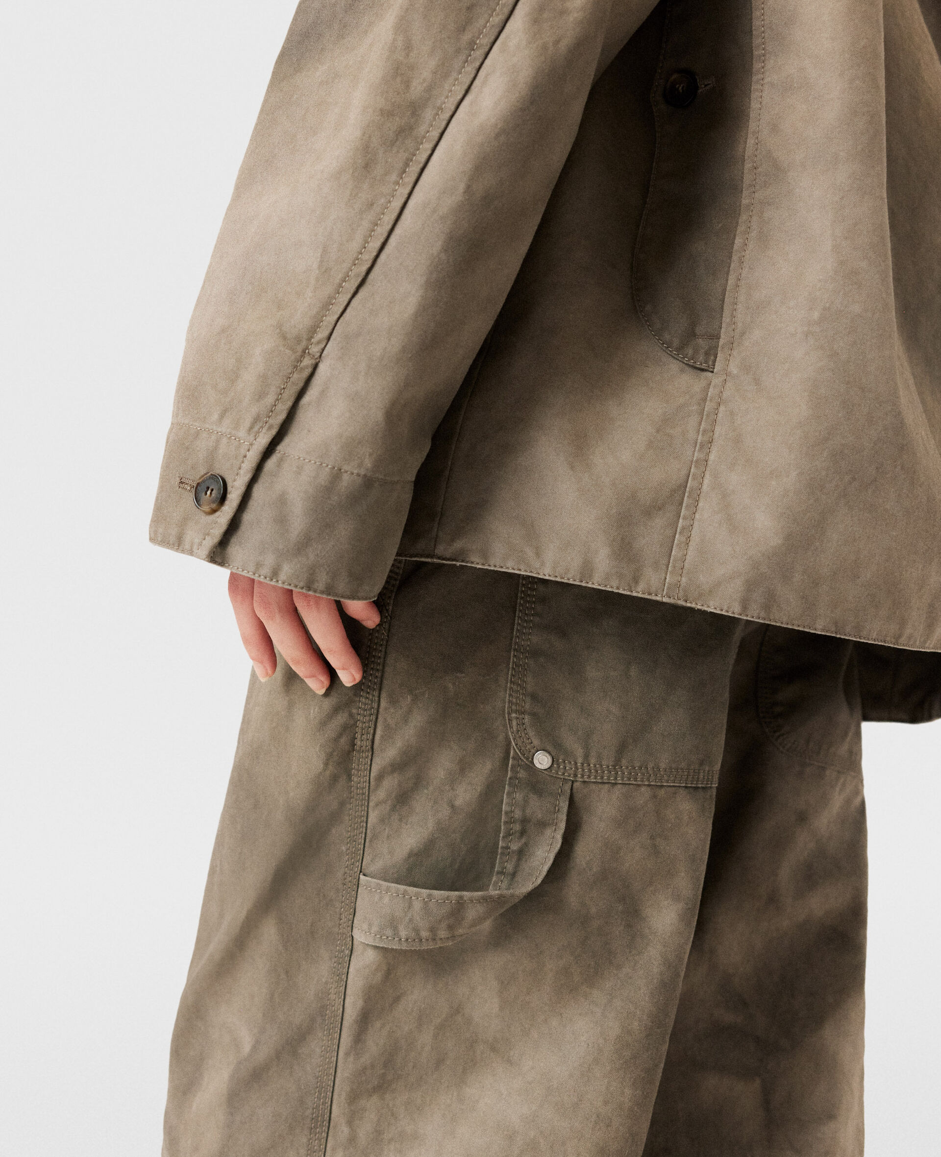 Chaps Washed Straight Leg Trousers-Beige-large image number 3