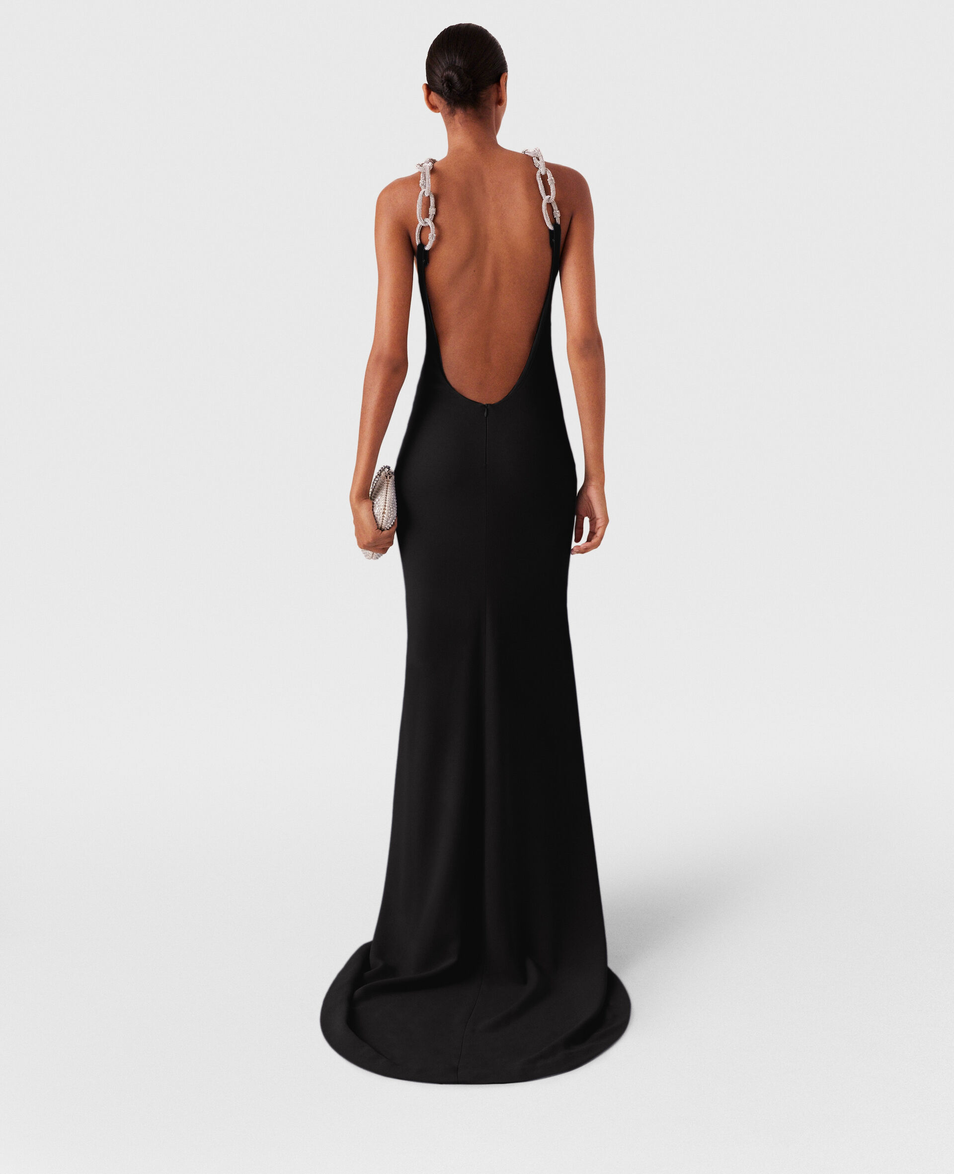 Crystal Chain Straps Dress-Black-large Crystal Chain Straps Dress-Black-large image number 3