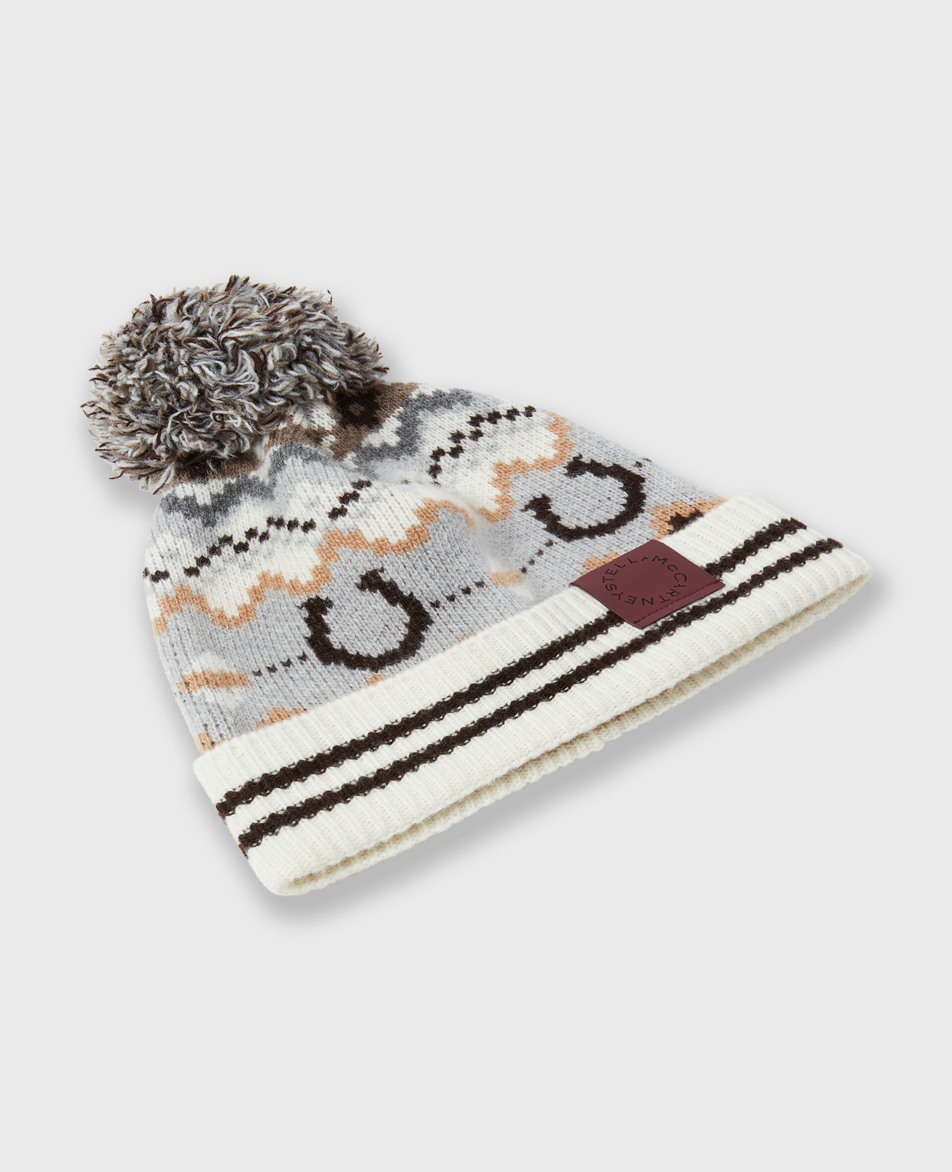 Ribbed Fairisle Logo Beanie-Brown-large image number 3