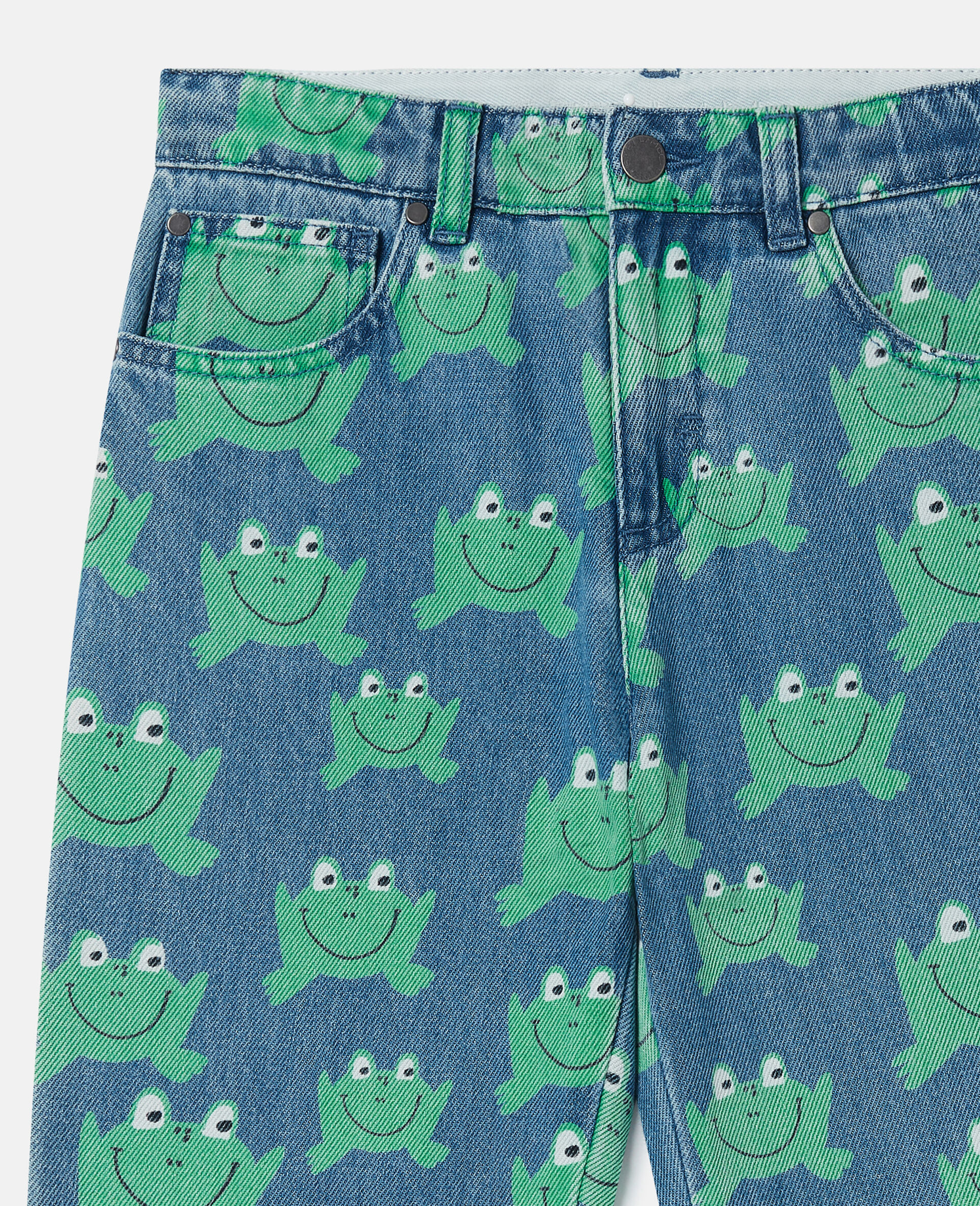 Frog Print Straight-Leg Denim Jeans-Blue-large Frog Print Straight-Leg Denim Jeans-Blue-large image number 1