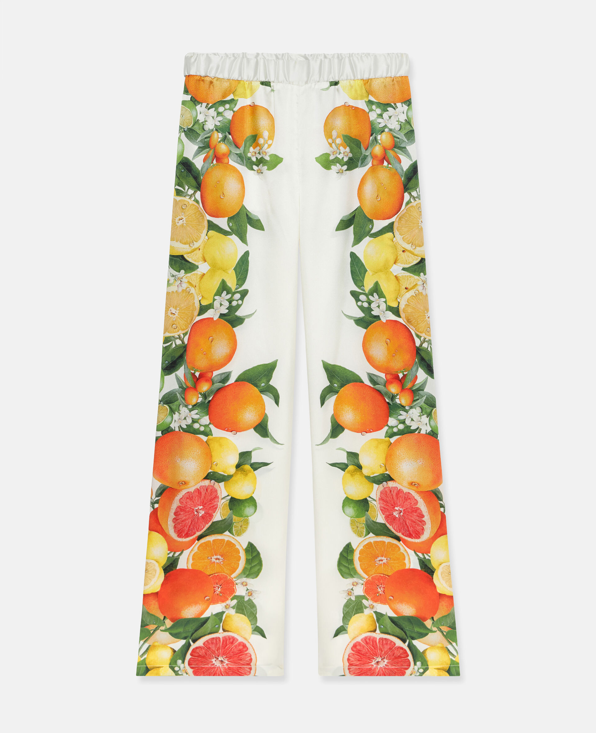 Lemon Print Silk Trousers-Multicolour-large image number 0