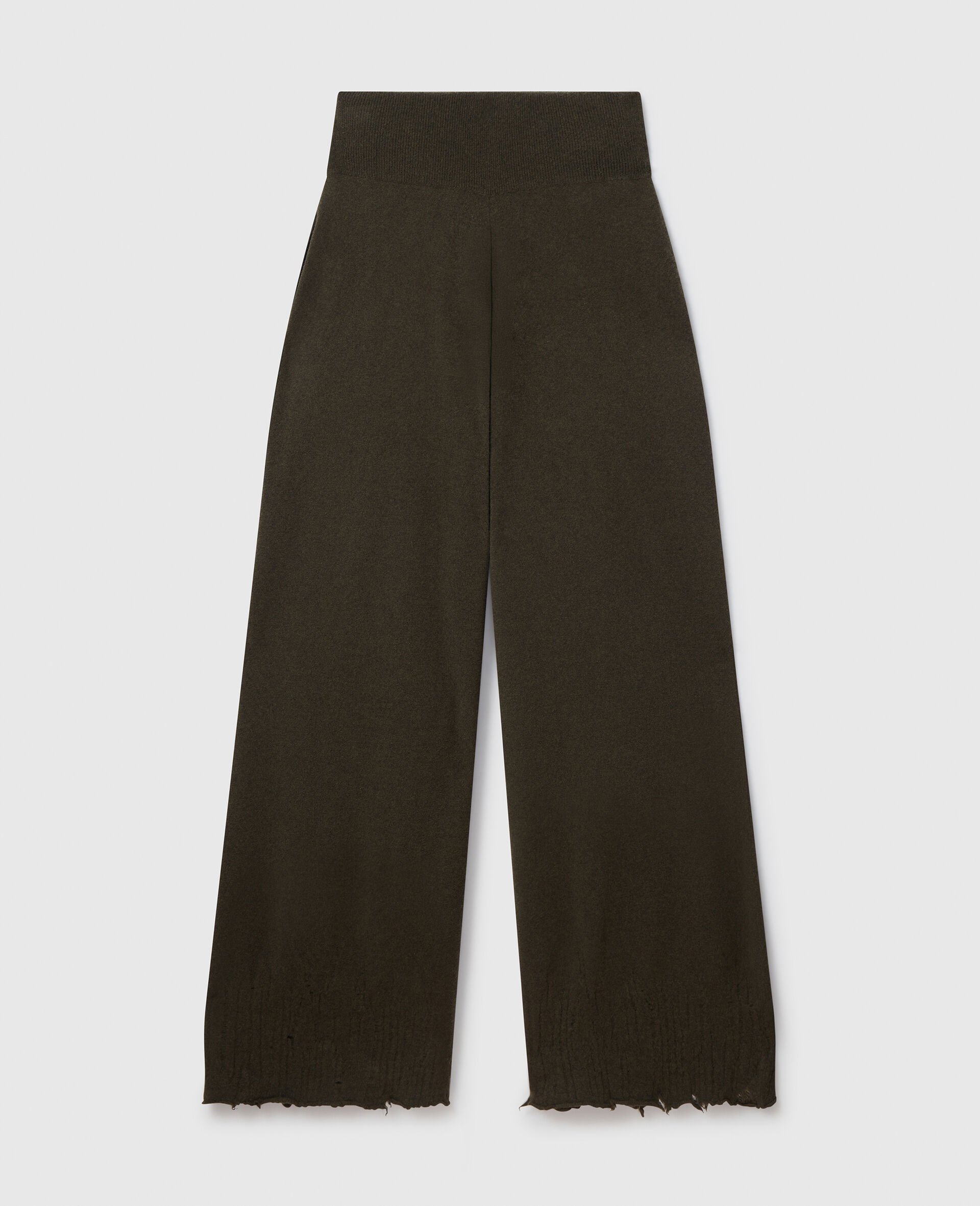 Pantaloni a Gamba Dritta in Maglia-Verde-medium