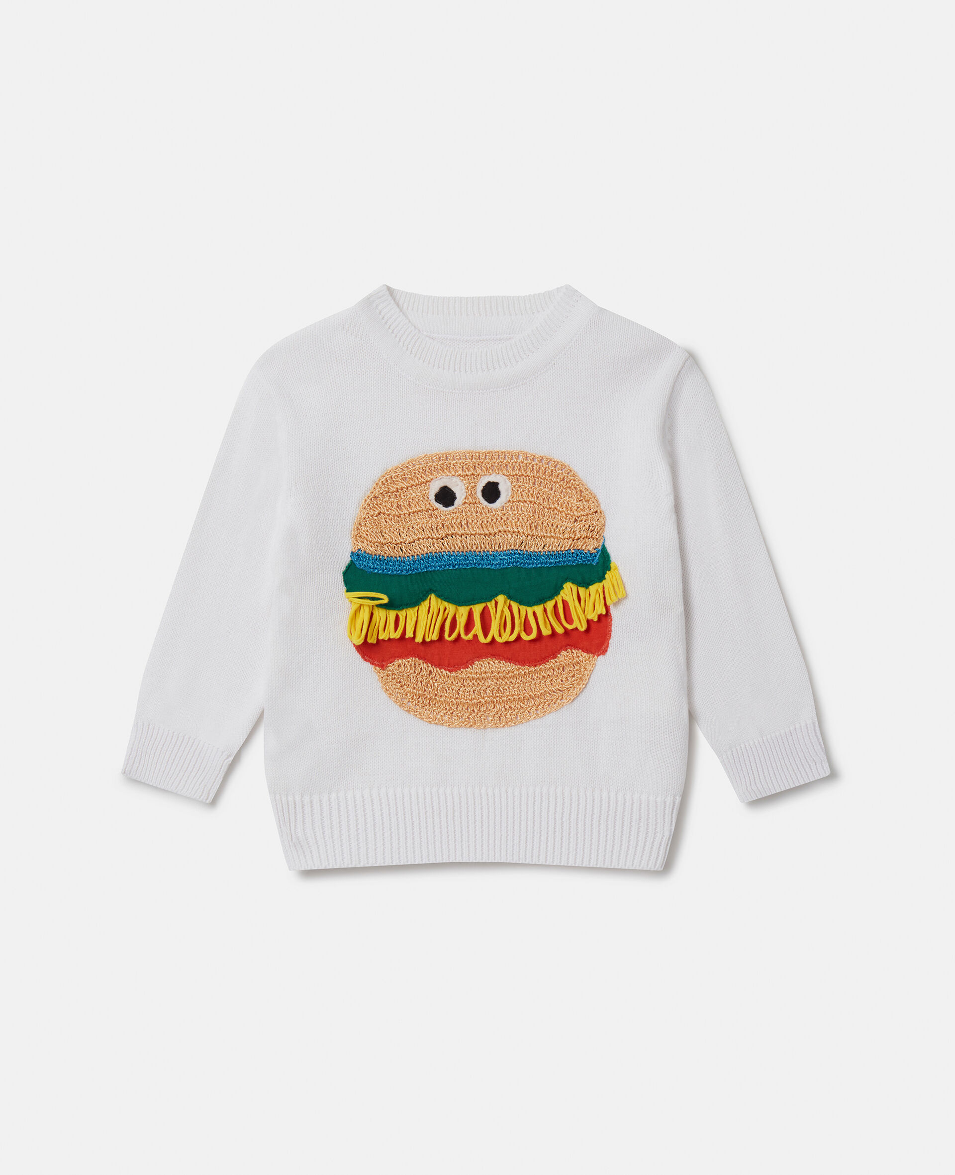 Strickpullover mit Veggie Burger Intarsie-Cream-large image number 0