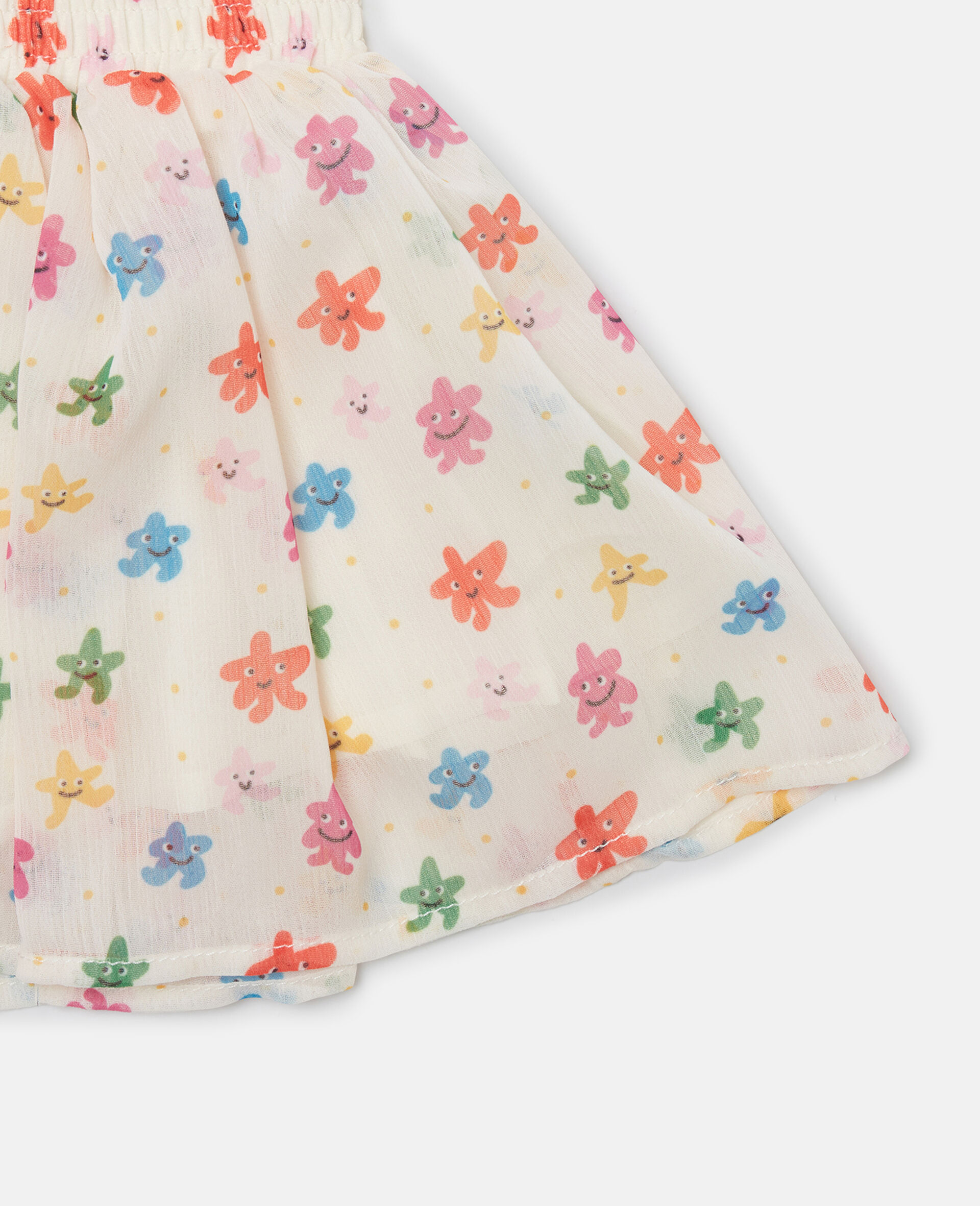 Jupe en tulle superpose avec imprime floral-Blanc-large image number 3