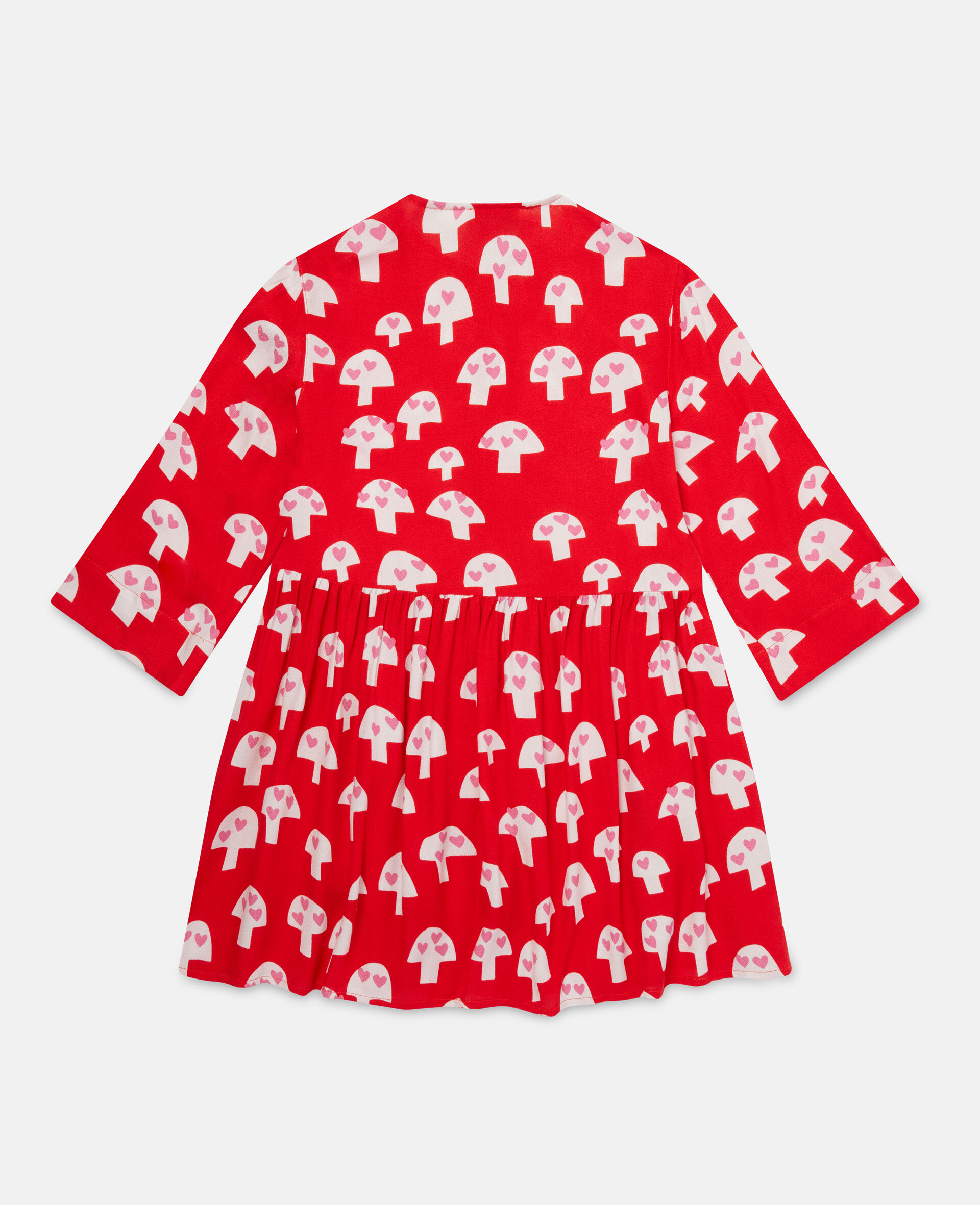 Mushroom Print Crepe Dress-Red-large image number 3