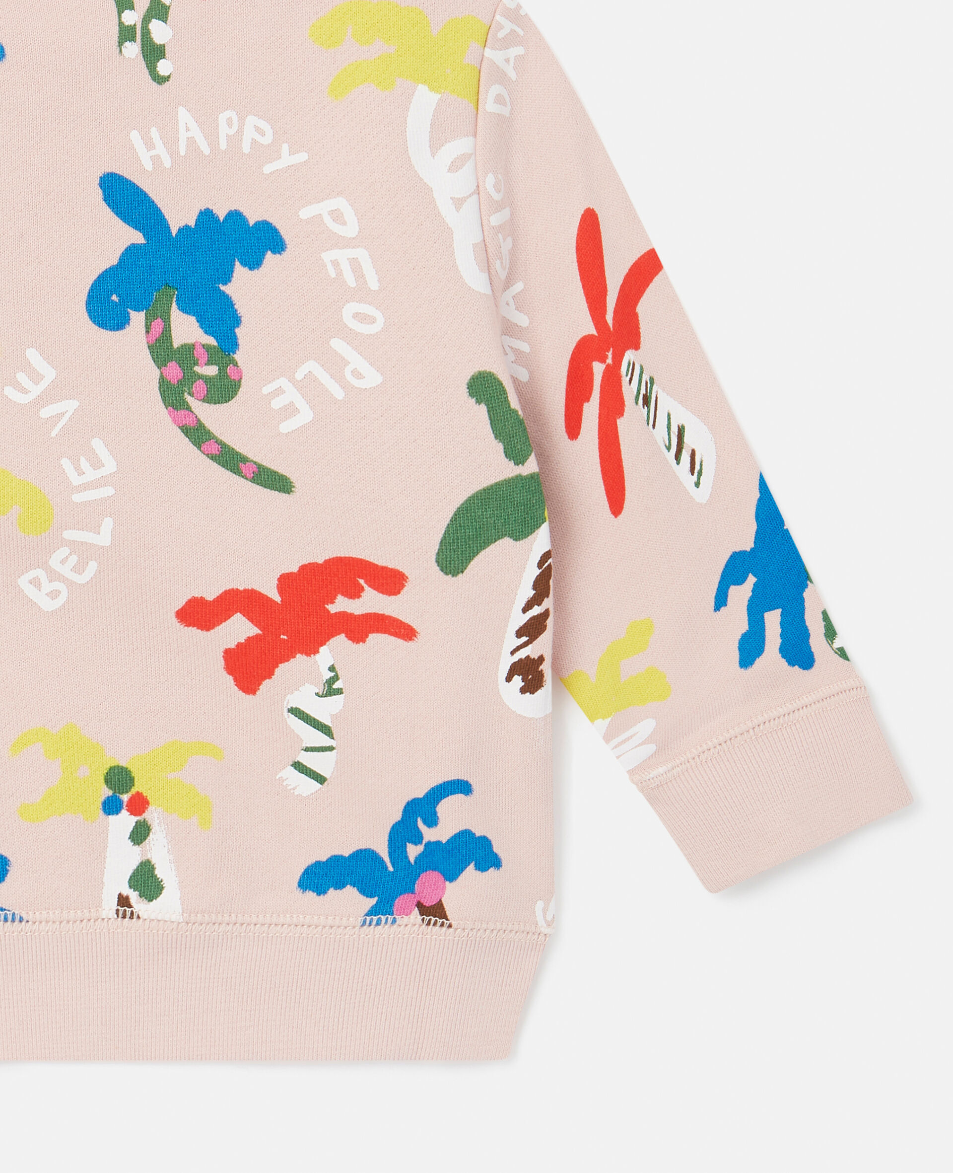 Palm Tree Print Sweatshirt-Pink-large image number 3
