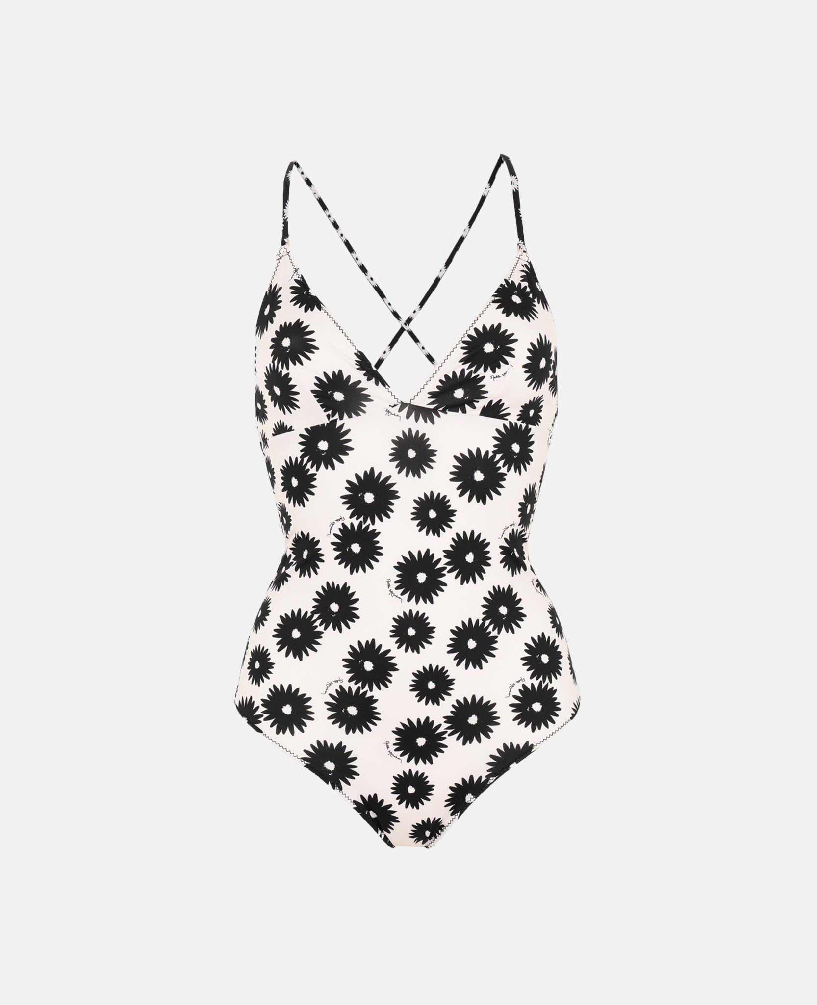 Women Black & Cream Linda Floral Print Swimsuit | Stella McCartney PL