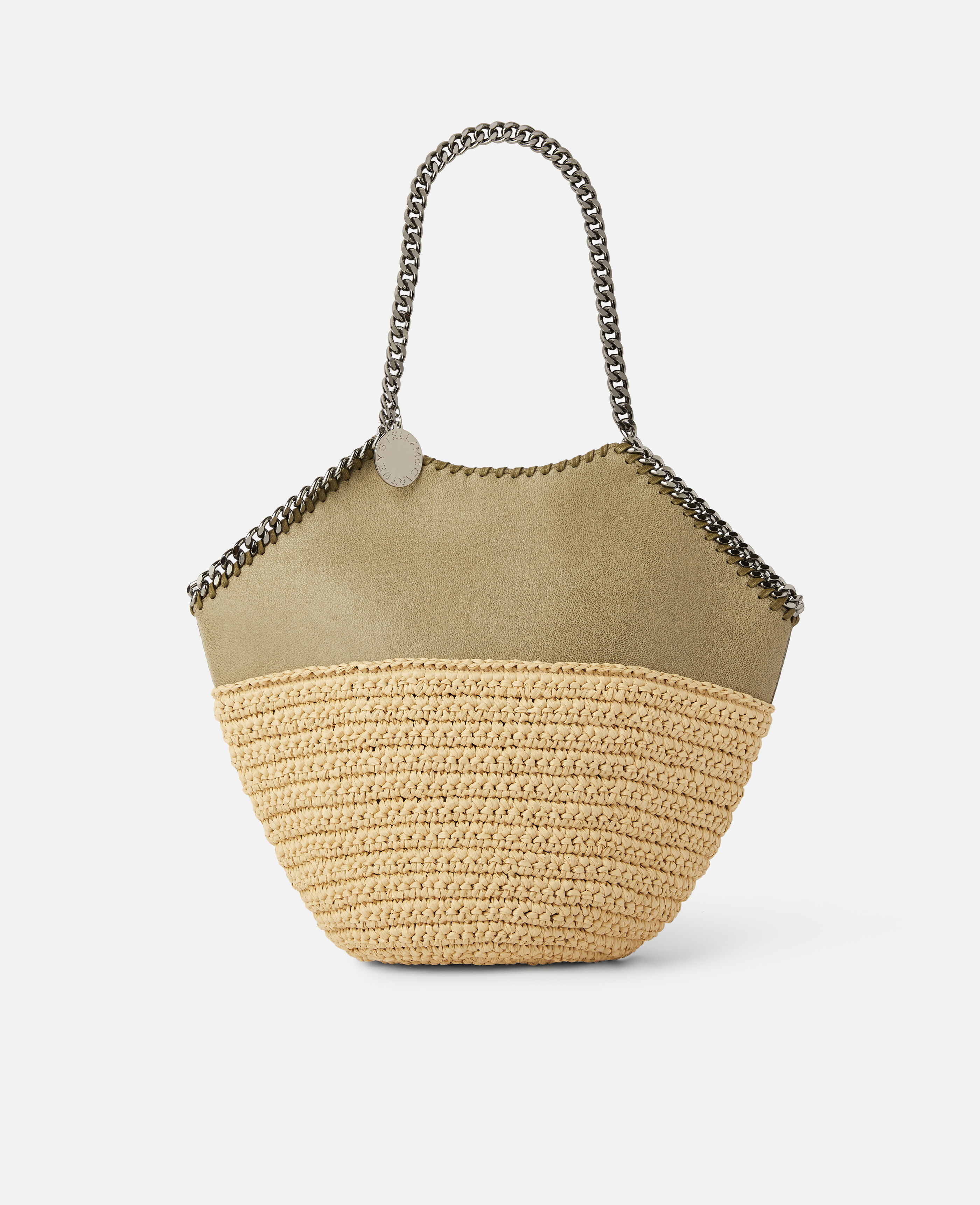 Women Light Khaki Falabella Raffia Medium Tote Stella McCartney ES