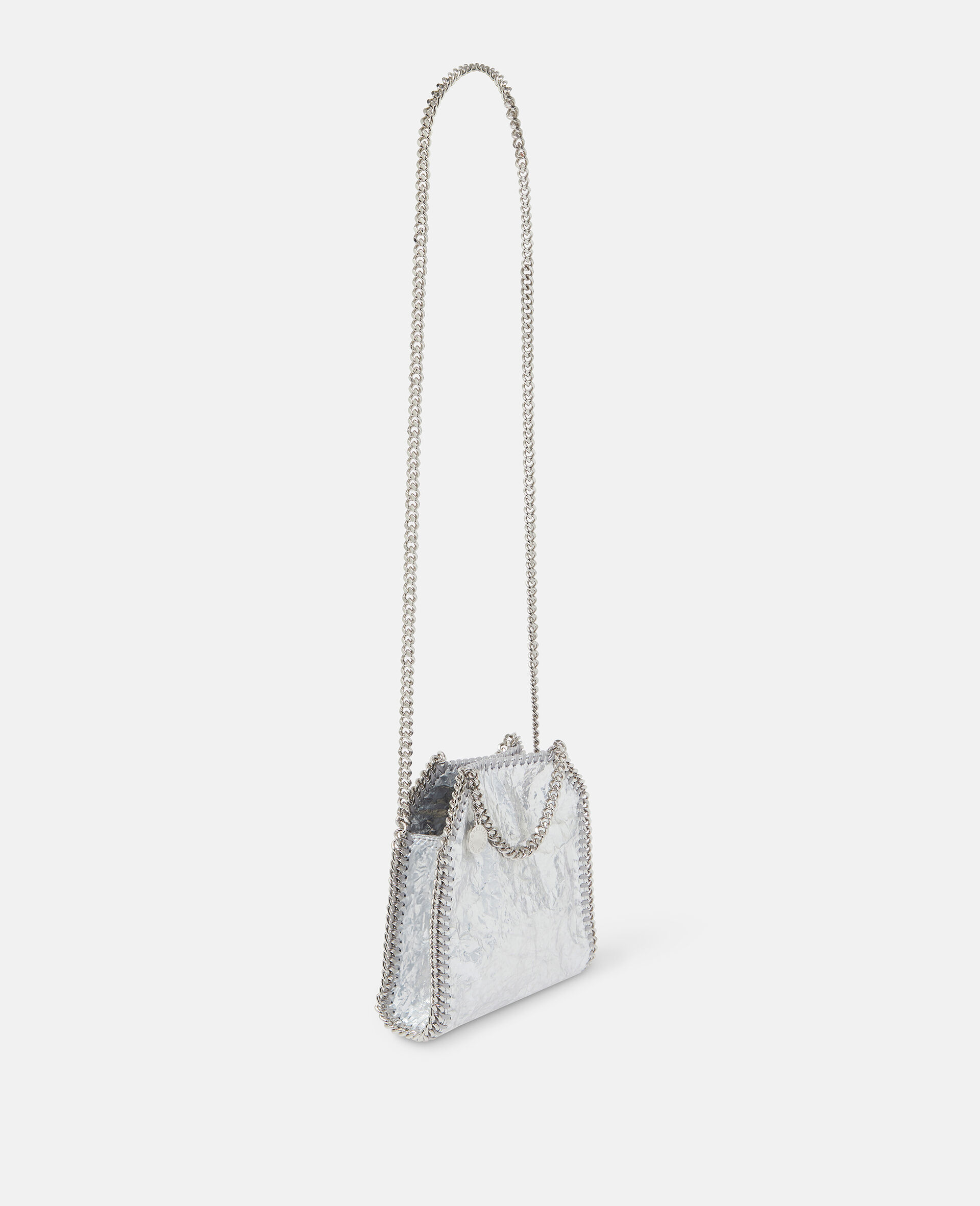 Falabella Tiny Tote Bag in rissiger Metallic-Optik-Silver-large image number 3