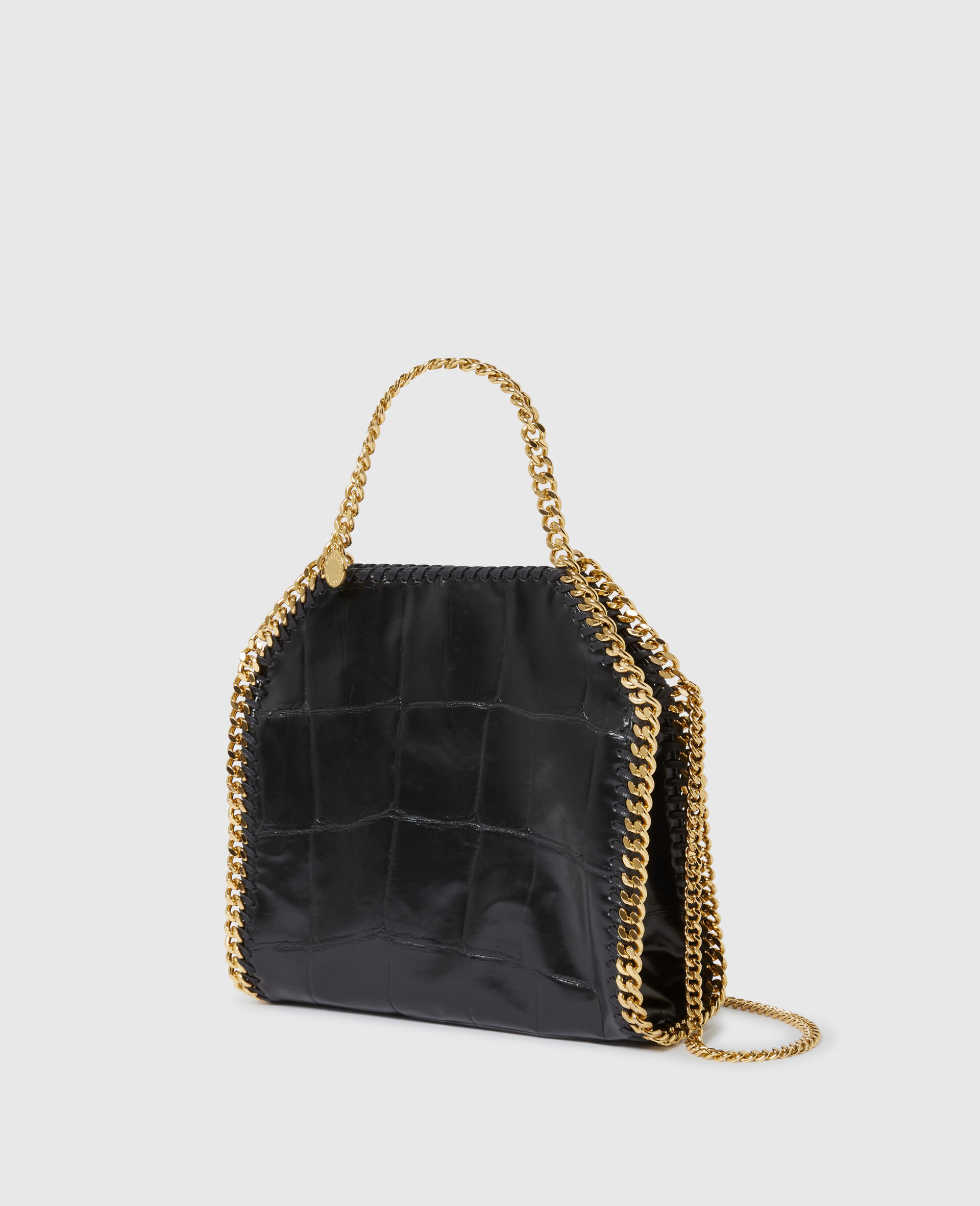 Falabella Crocodile-Embossed Mini Tote-Black-medium Falabella Crocodile-Embossed Mini Tote-Black-medium