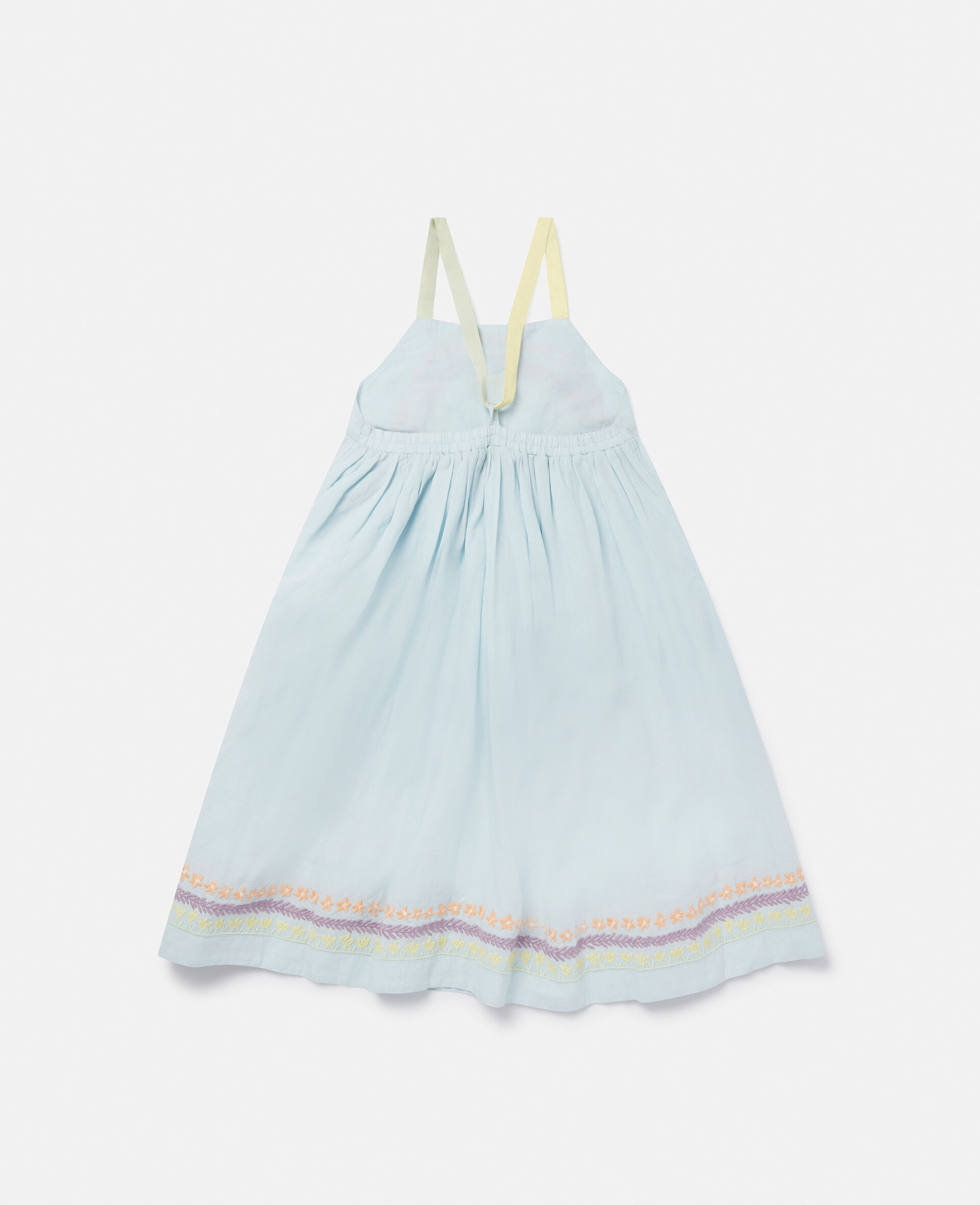 Flower Line Embroidery Dress-Blue-large image number 2