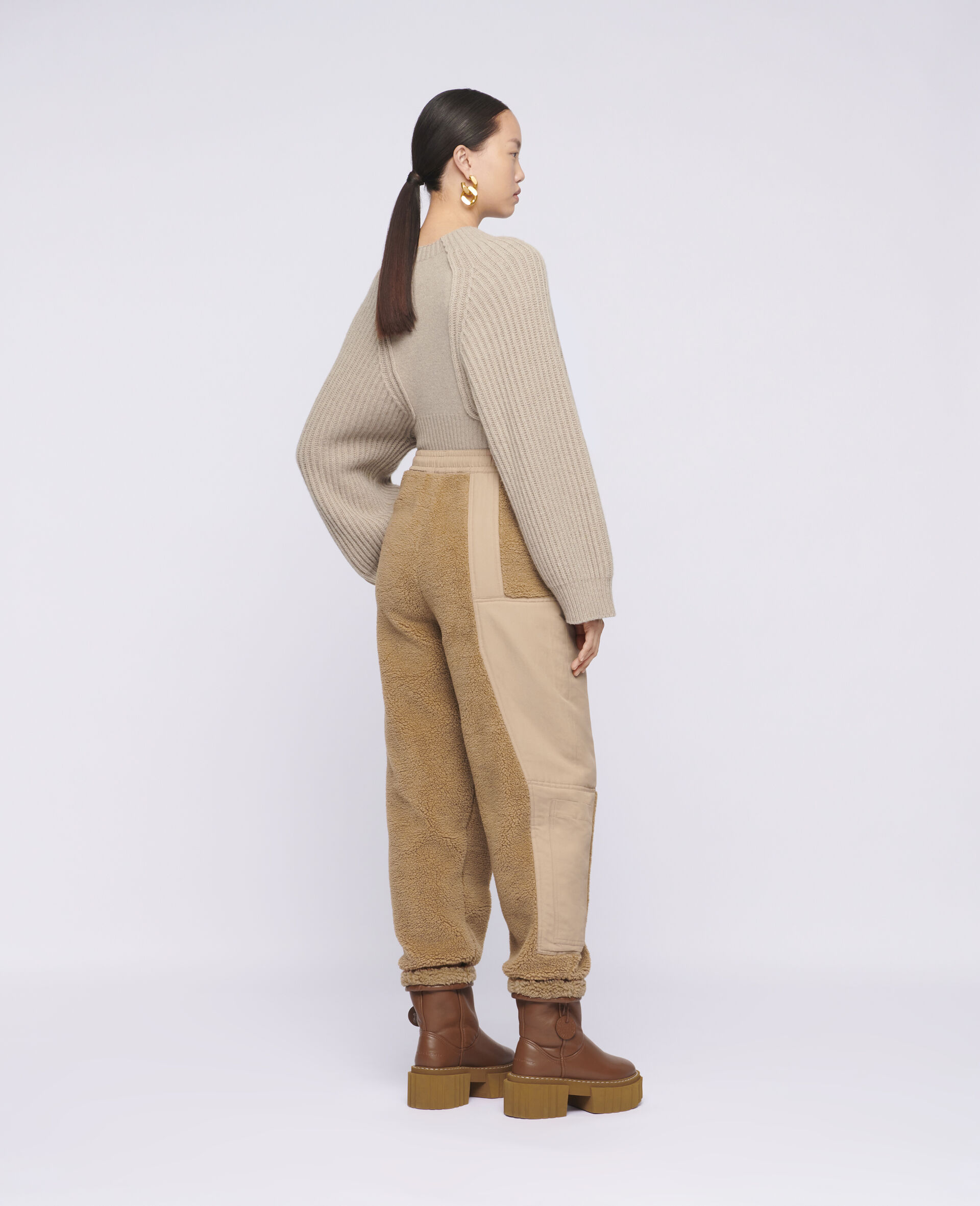 Cropped Knit Sweater -Beige-large image number 2