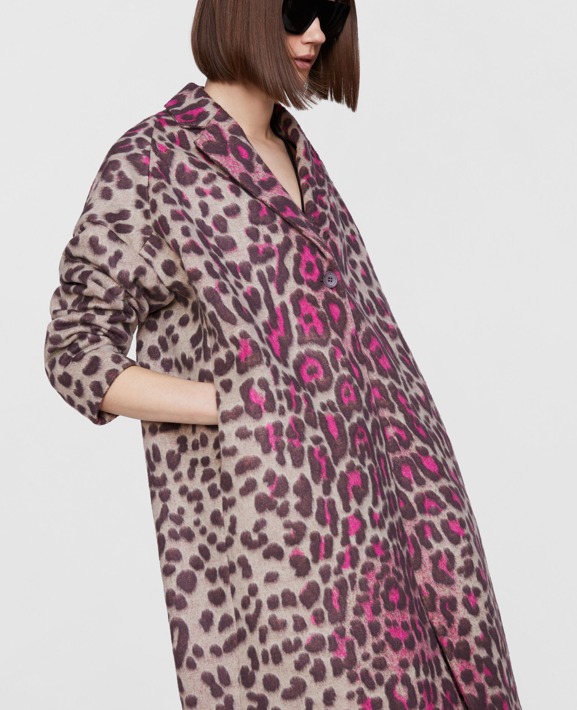 Wool Leopard Coat -Multicoloured-large image number 3